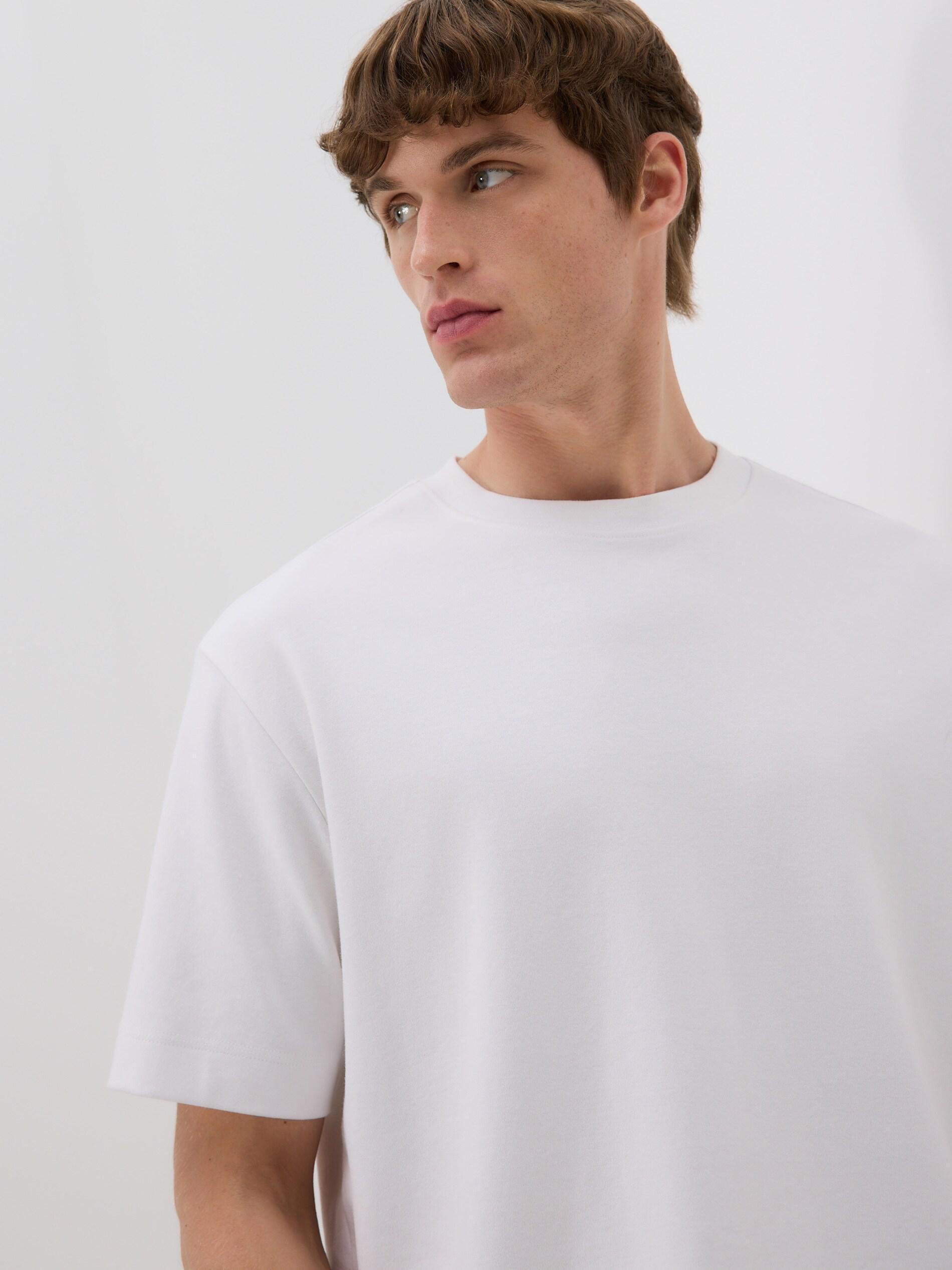 White Boxy Cotton T-Shirt, White, medium