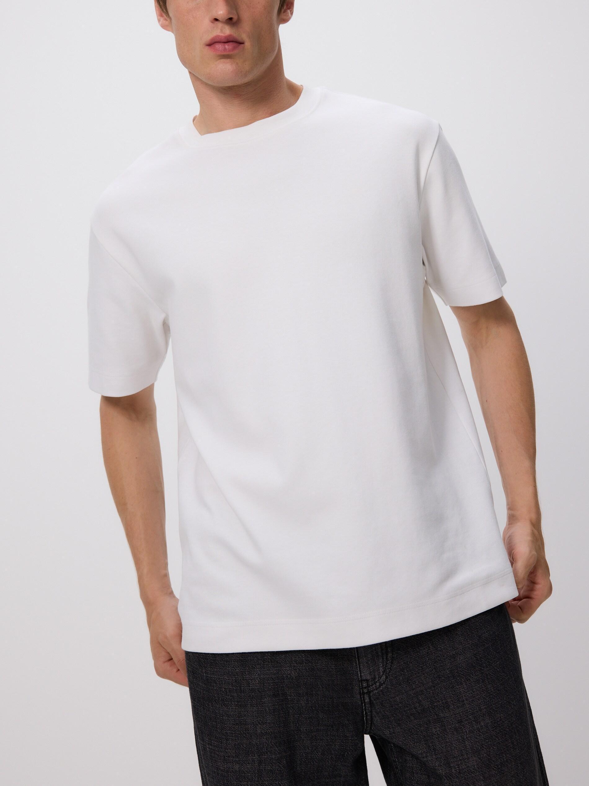 White Boxy Cotton T-Shirt, White, medium