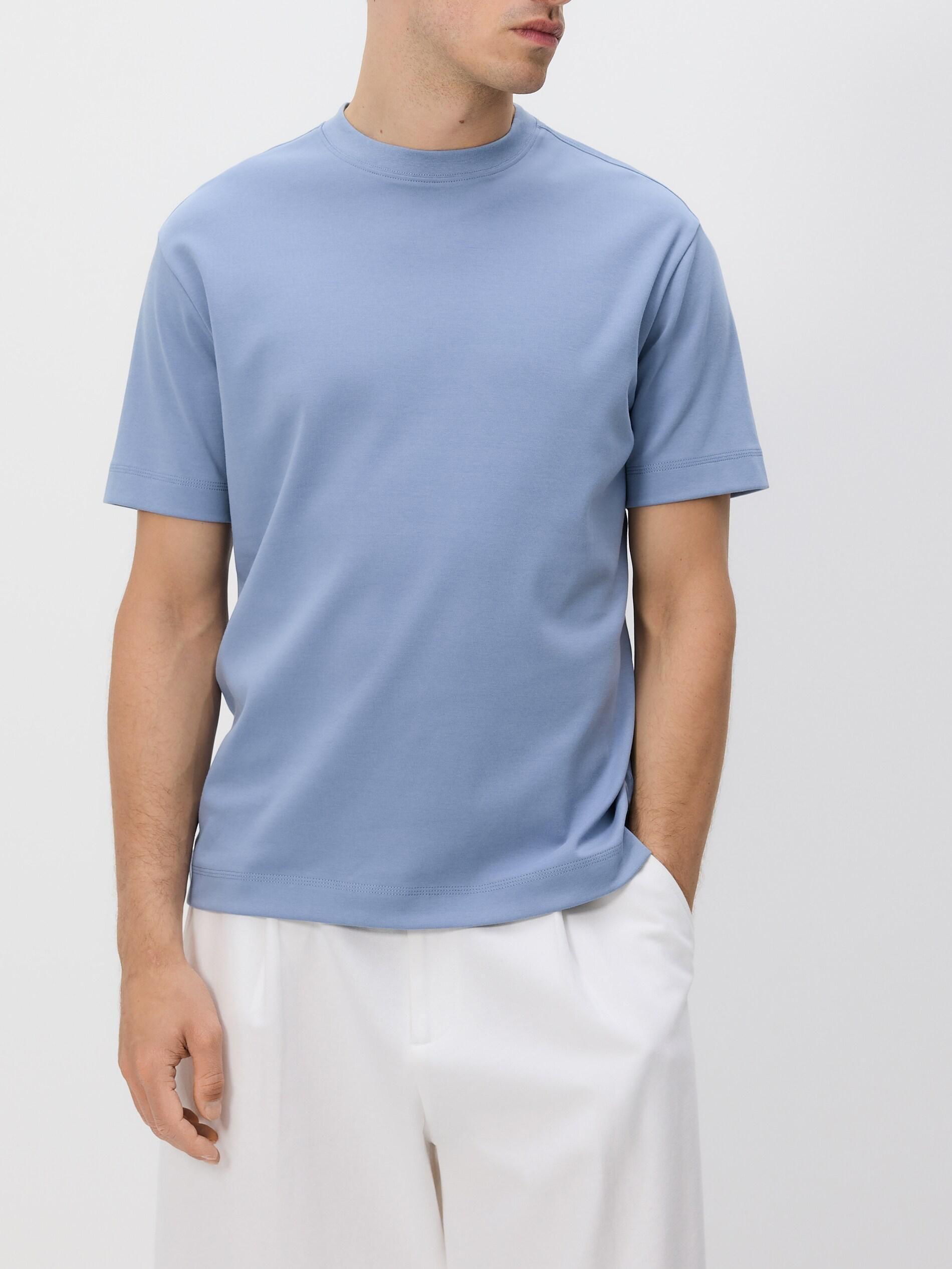 PALE BLUE Boxy cotton T-shirt, Blue, medium