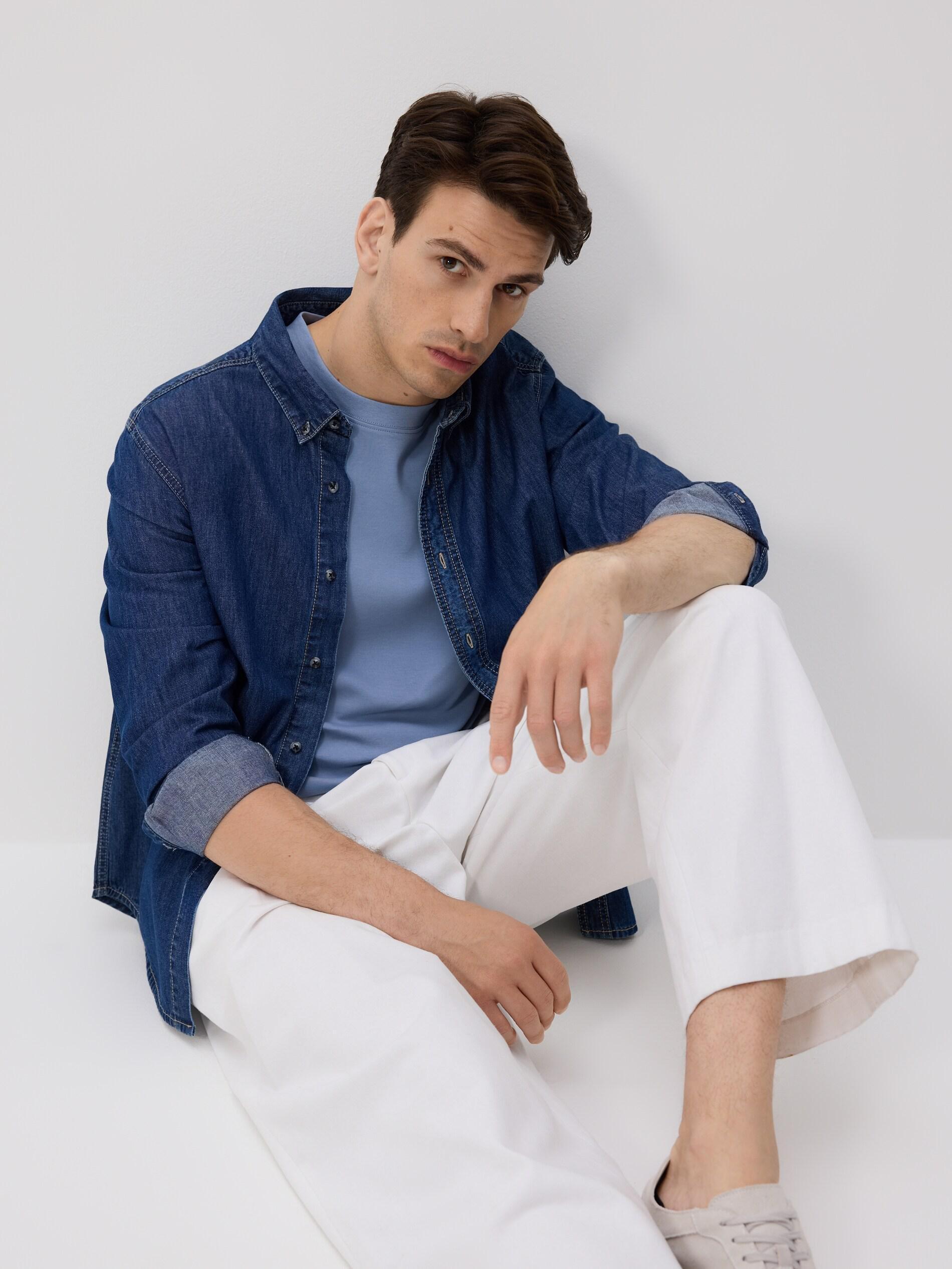 PALE BLUE Boxy cotton T-shirt, Blue, large image number 4