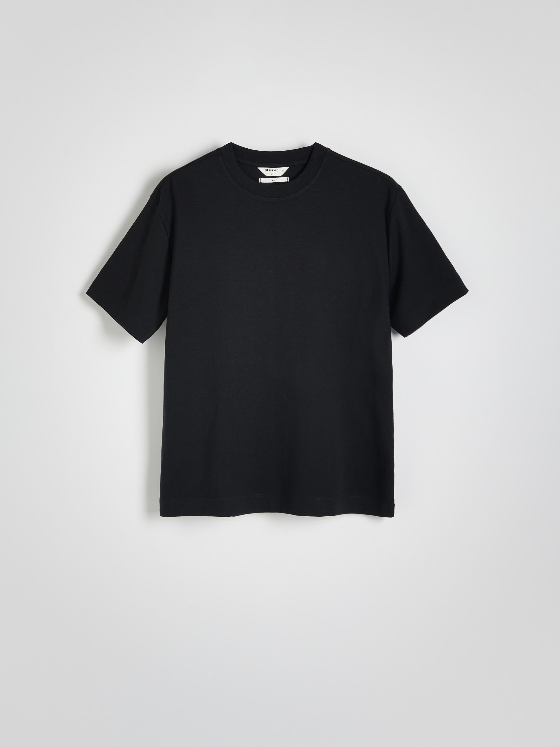Black Boxy Cotton T-Shirt, , large image number 0
