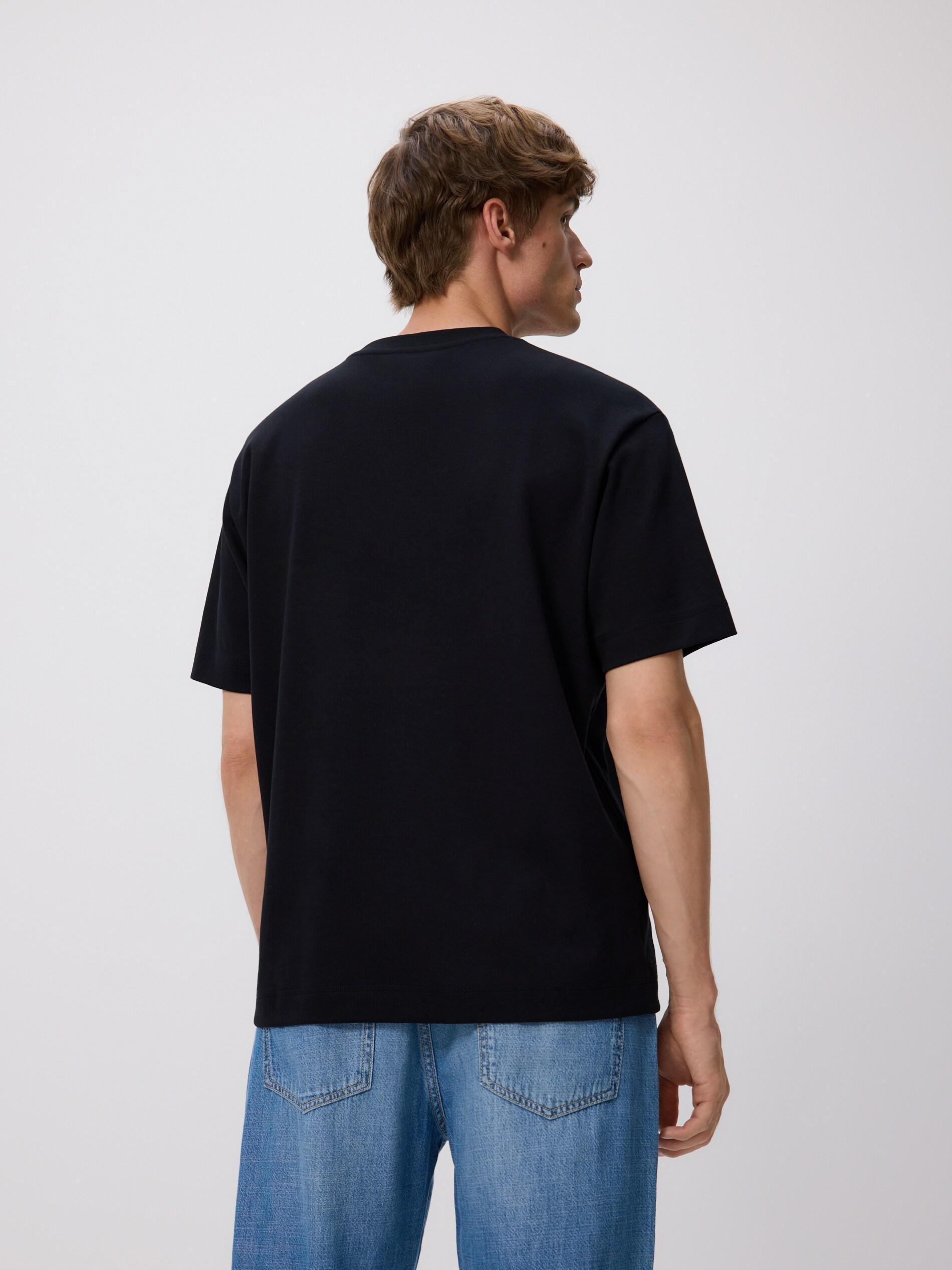 Black Boxy Cotton T-Shirt, Black, large image number 3