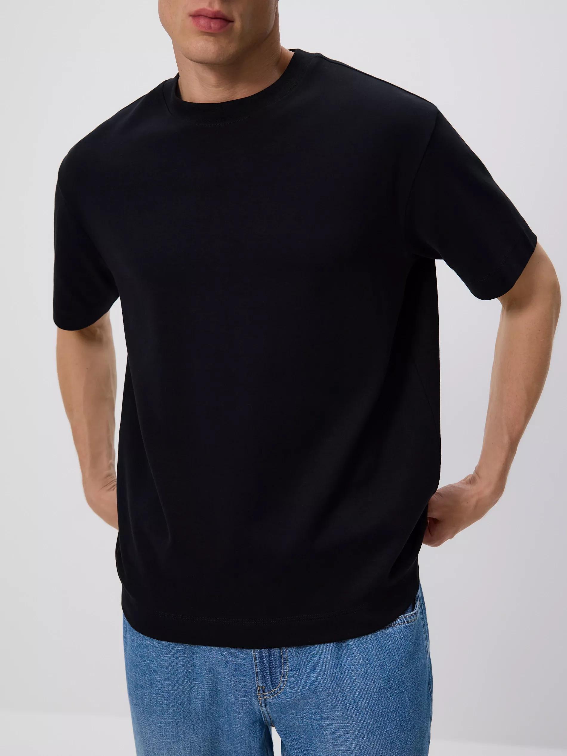 Black Boxy Cotton T-Shirt, , large image number 4