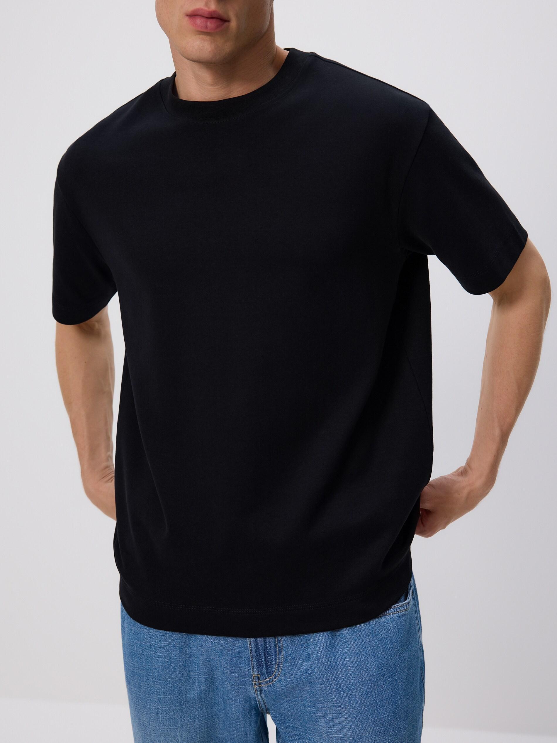 Black Boxy Cotton T-Shirt, Black, large image number 4