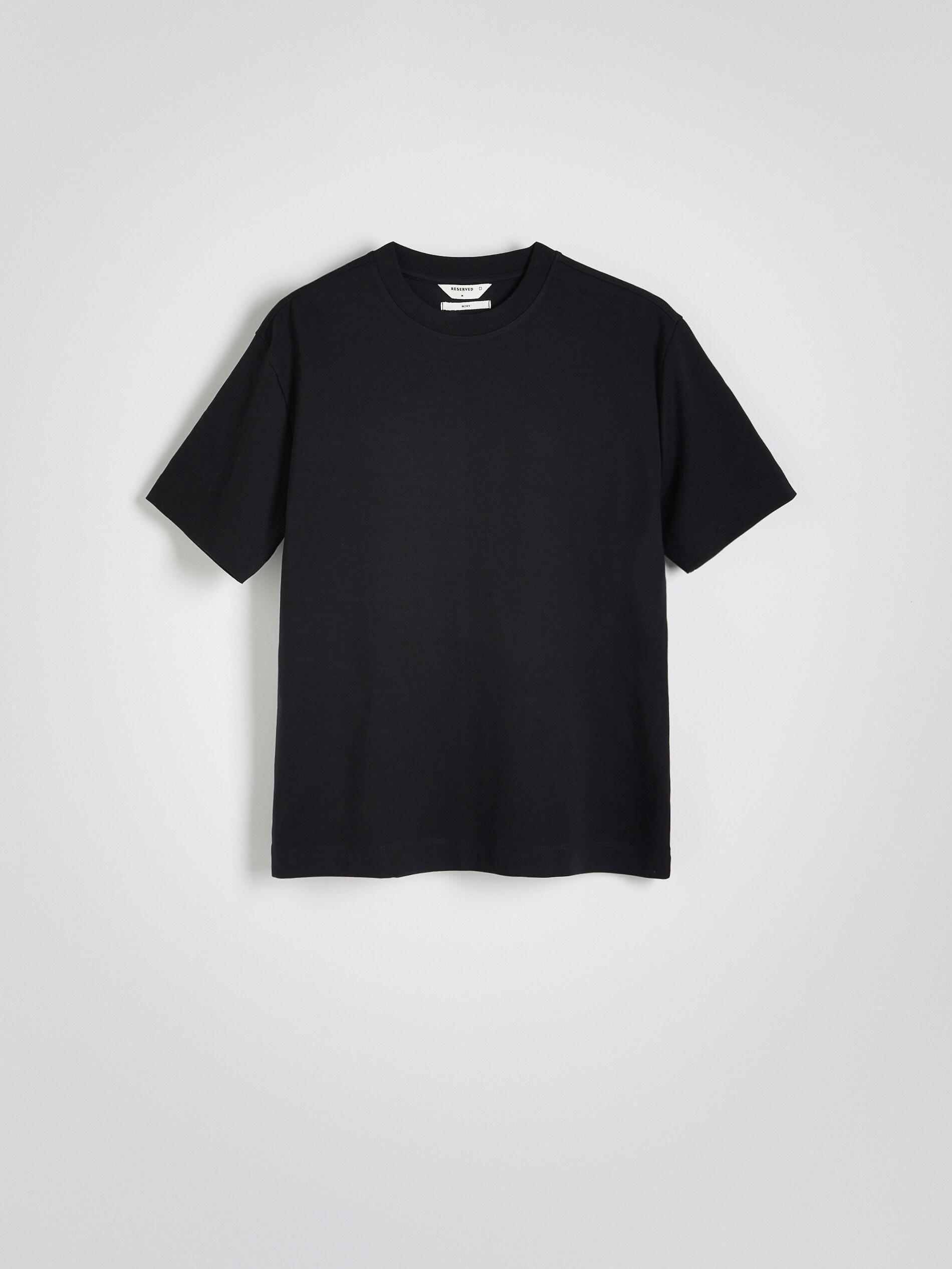 Black Boxy Cotton T-Shirt, Black, large image number 5