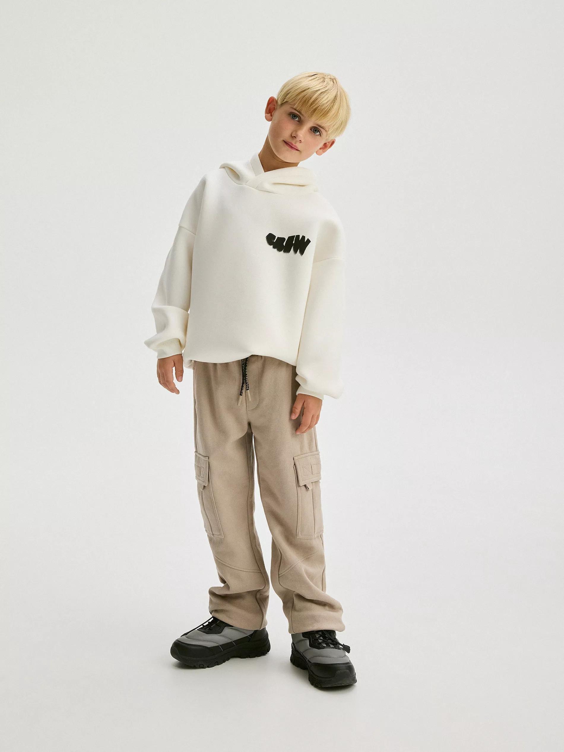 Beige Cargo Trousers, , large image number 1