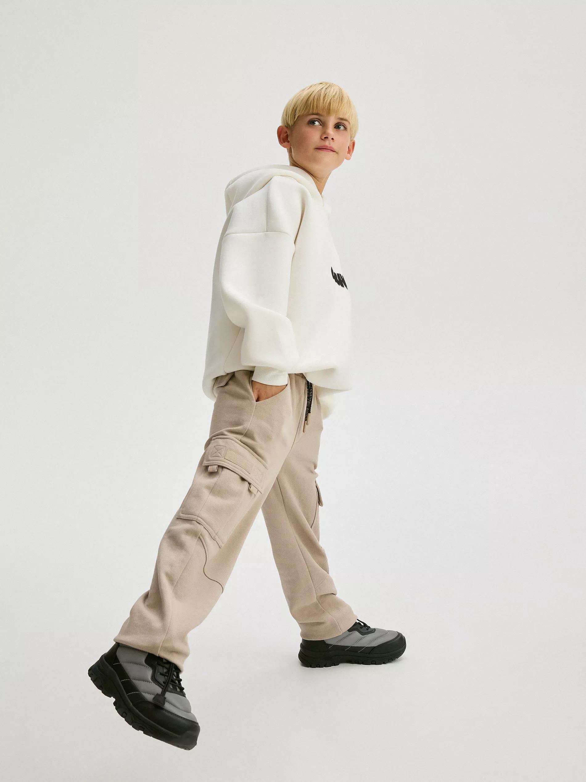Beige Cargo Trousers, , large image number 5