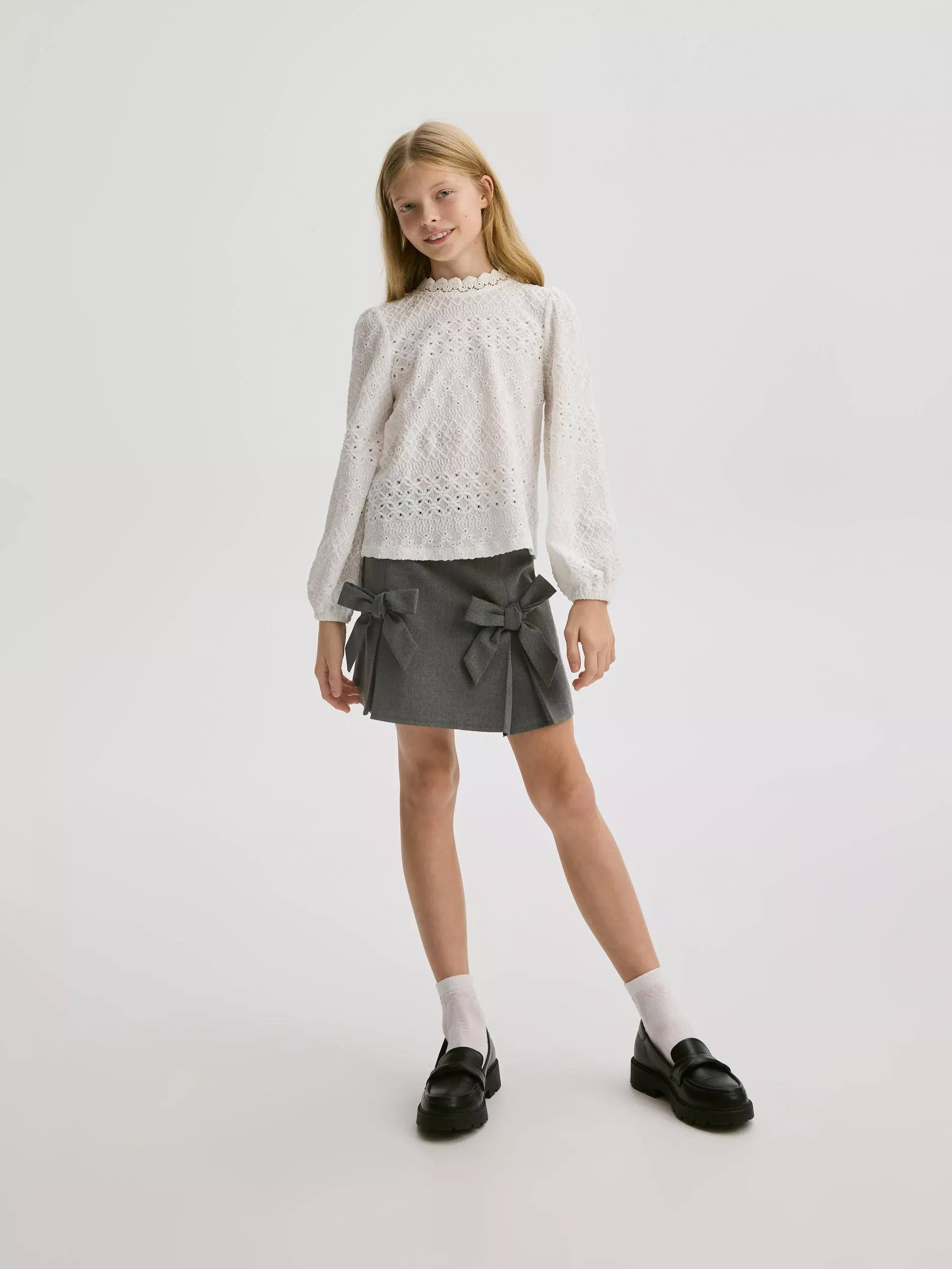White Laced Blouse, Kids Girls, , large image number 0