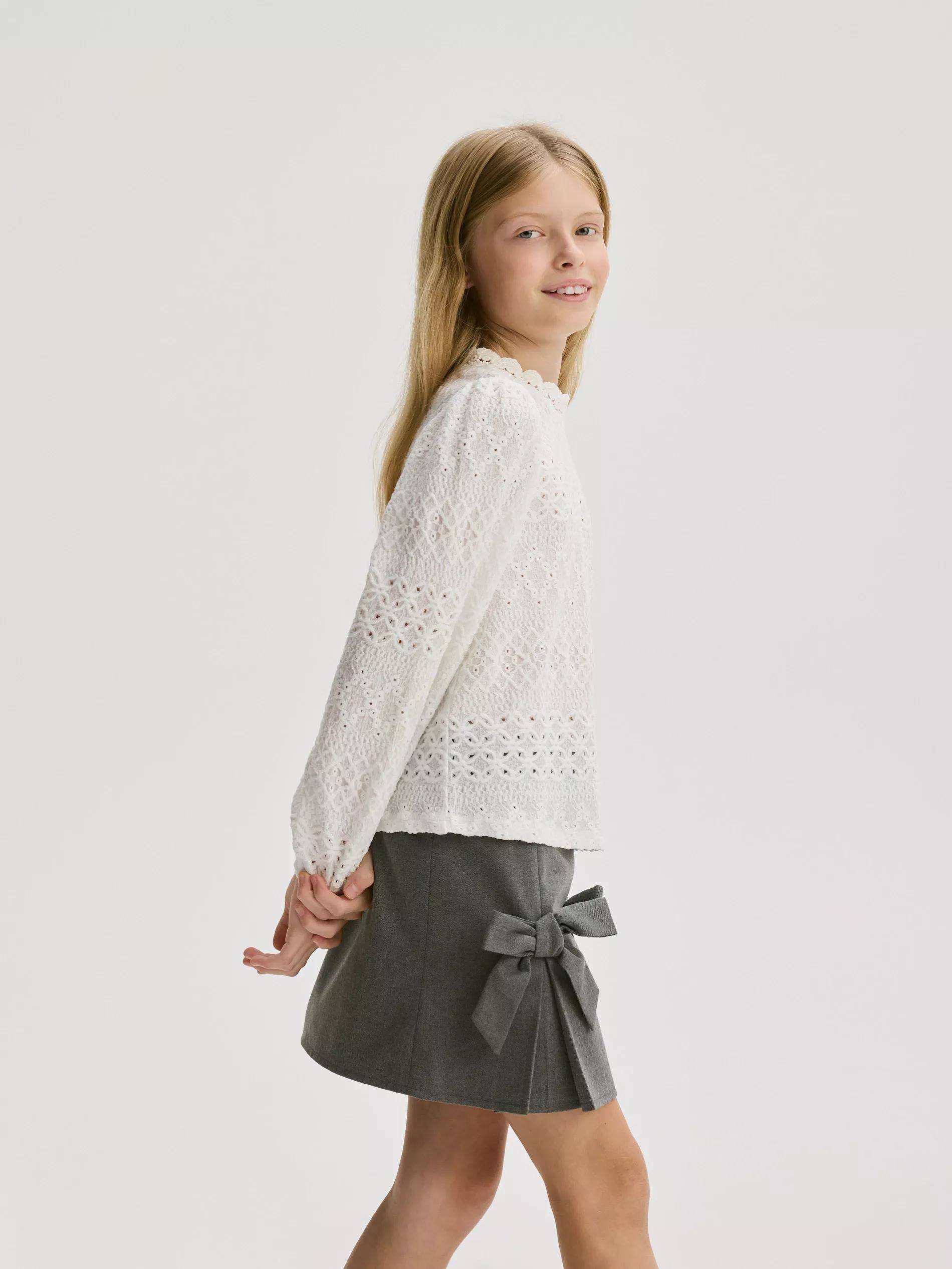 White Laced Blouse, Kids Girls, , large image number 1