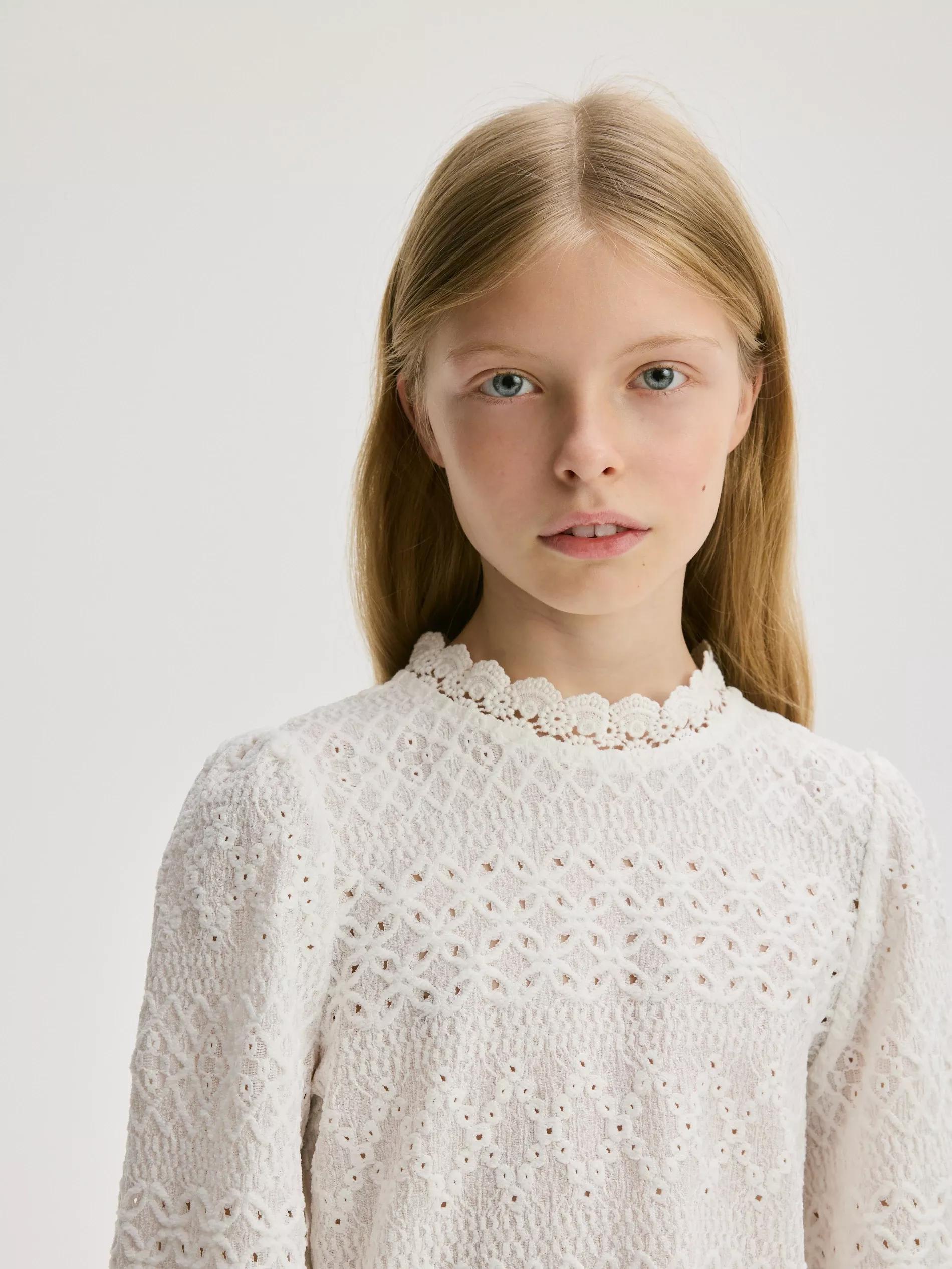 White Laced Blouse, Kids Girls, , large image number 5