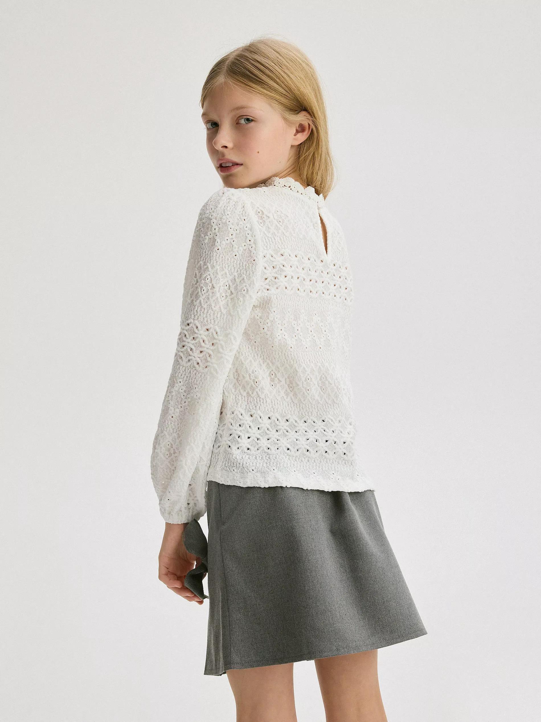 White Laced Blouse, Kids Girls, , large image number 6