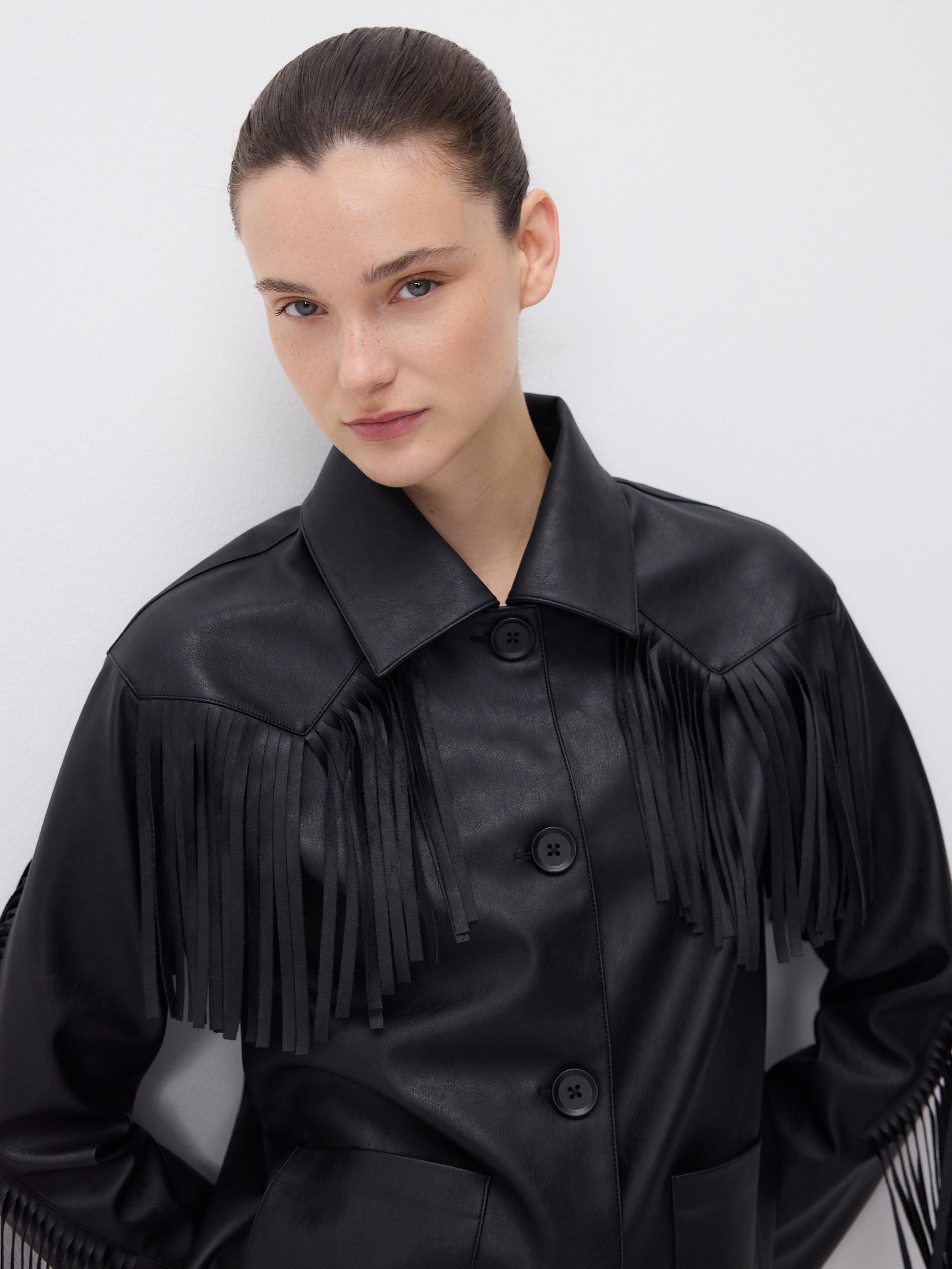 Black Jacket With Fringes, Black, medium