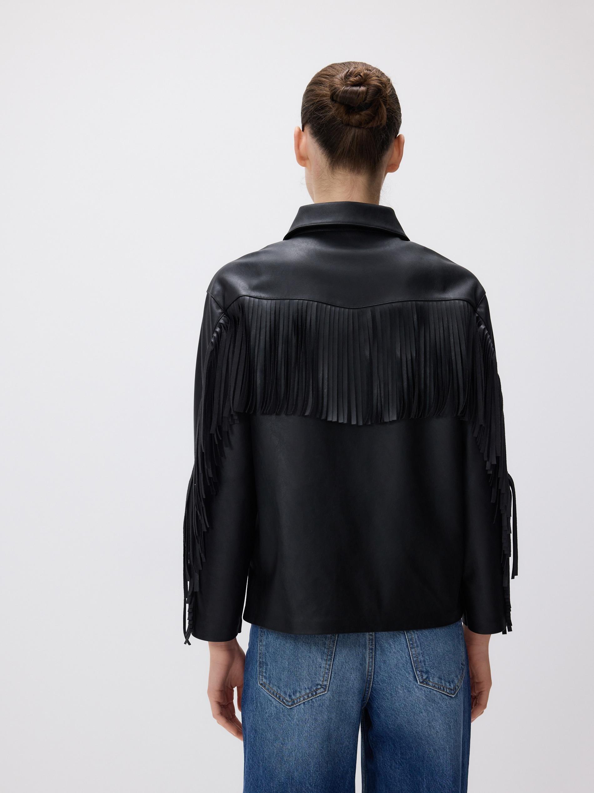 Black Jacket With Fringes, Black, medium