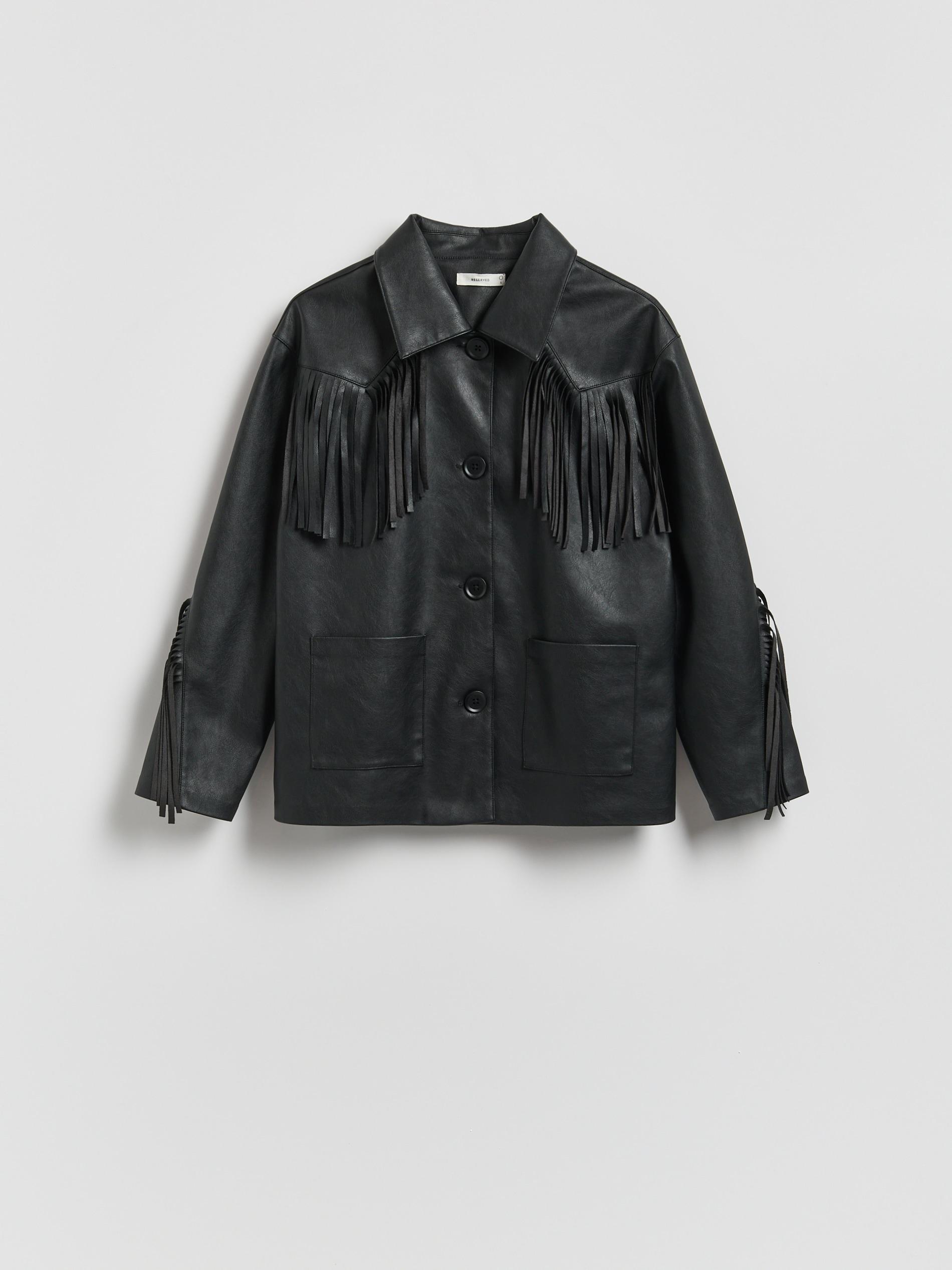 Black Jacket With Fringes, Black, large image number 3