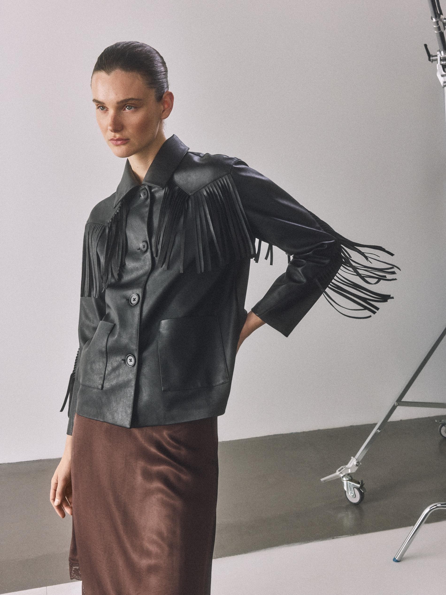 Black Jacket With Fringes, Black, large image number 5