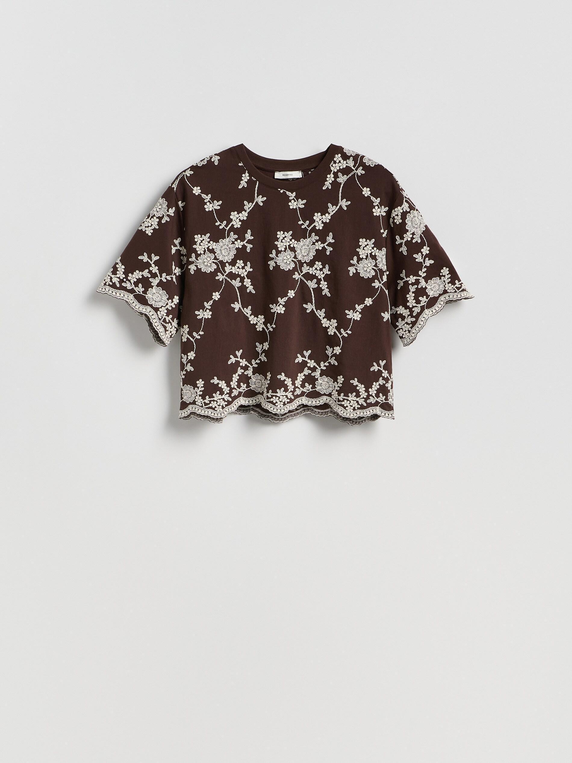 Brown Round Neck Blouse, Brown, large image number 4
