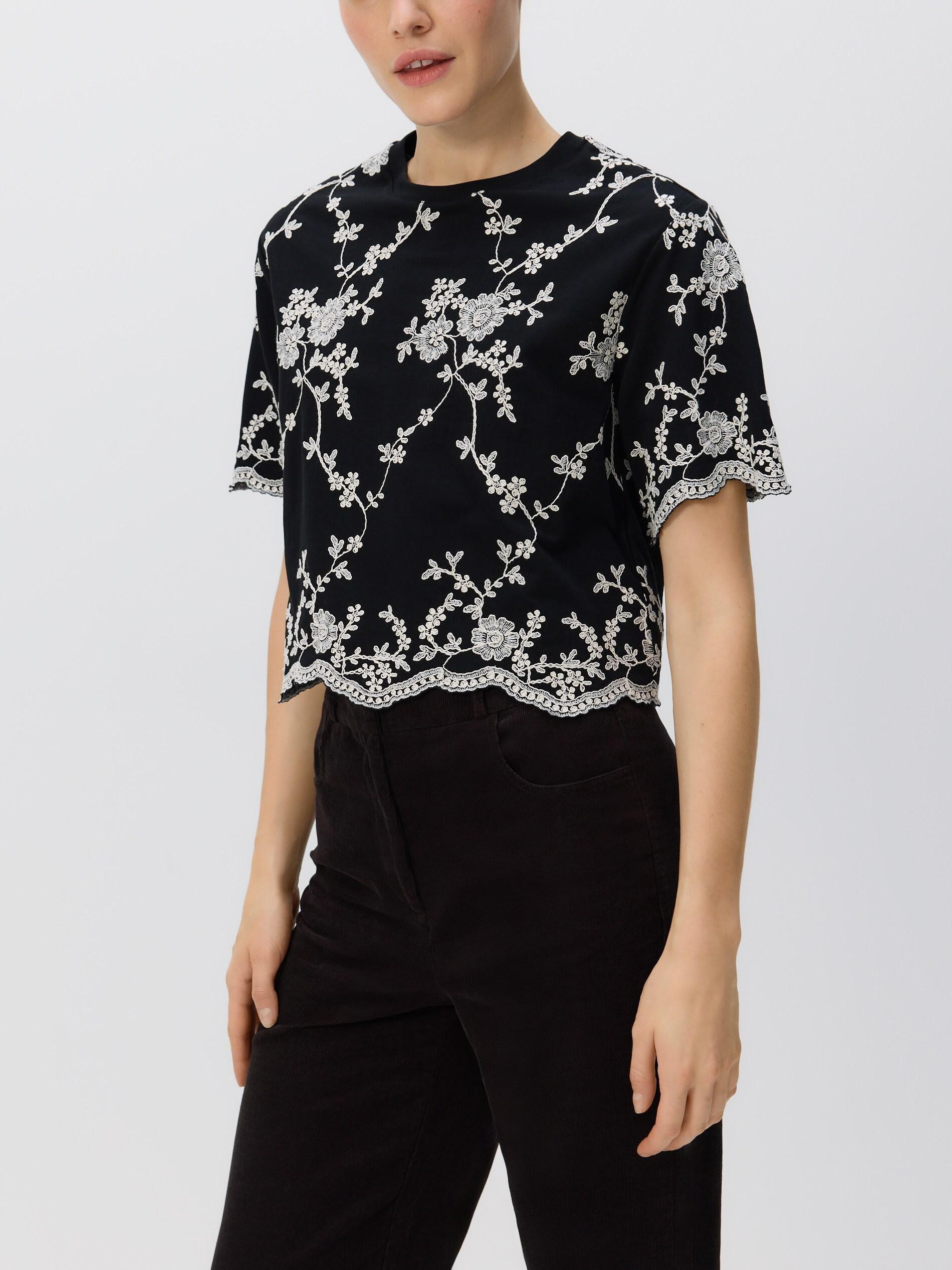 Black Round Neck Blouse, Black, large image number 0