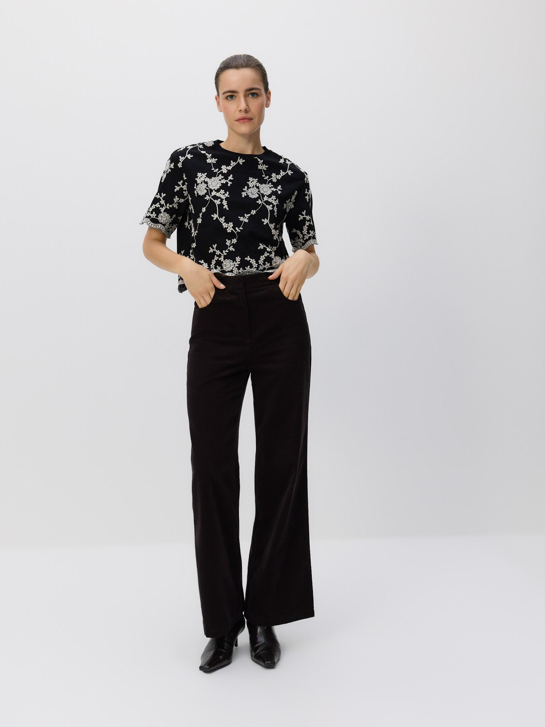 Black Round Neck Blouse, Black, large image number 1