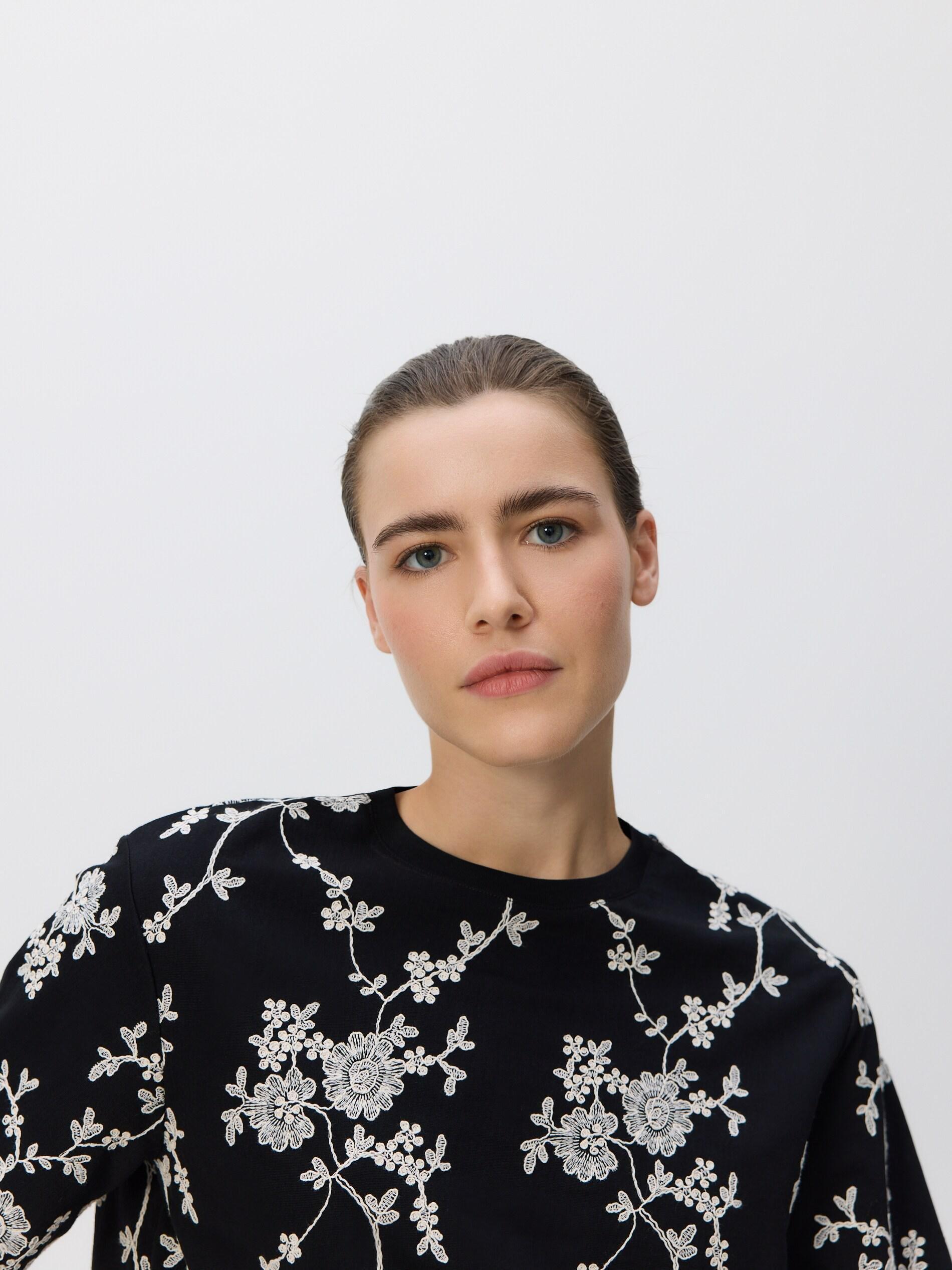 Black Round Neck Blouse, Black, large image number 2