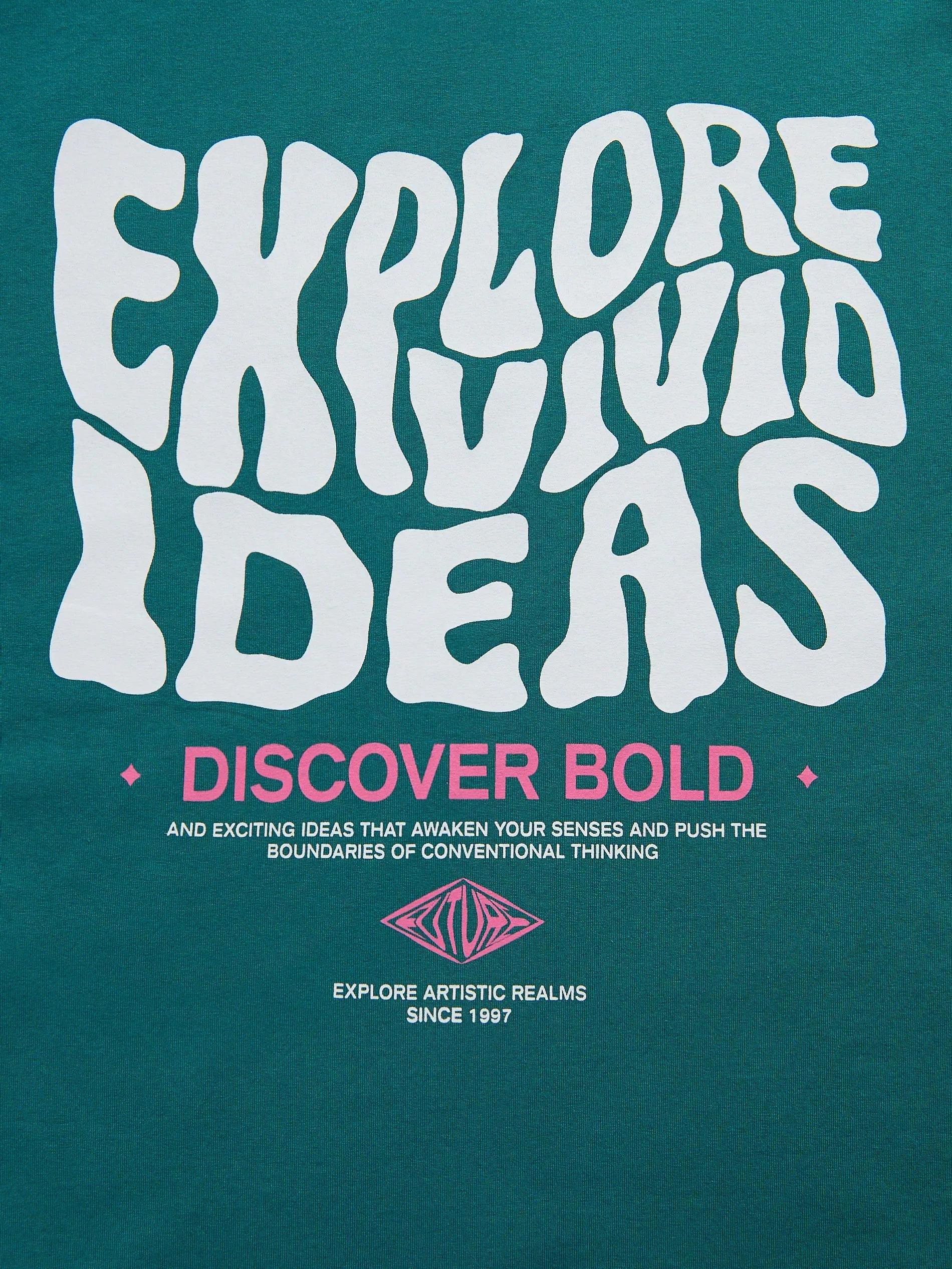 TEAL GREEN T-shirt with print, Turquoise, large image number 1