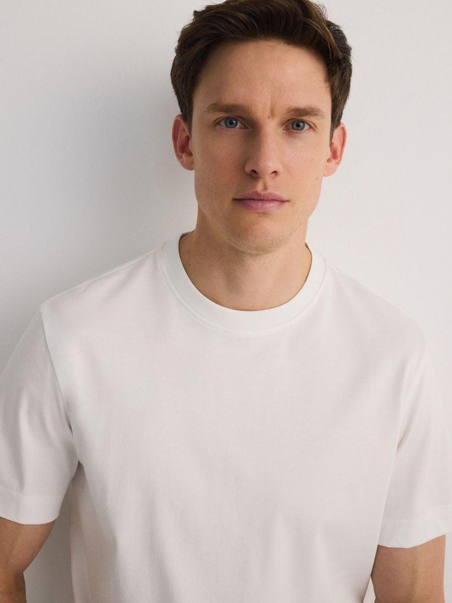 Cream Regular Fit T-Shirt Made Of Mercerized Cotton, , large image number 0
