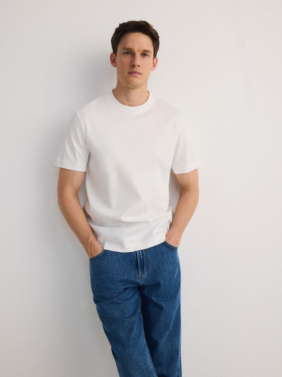 Cream Regular Fit T-Shirt Made Of Mercerized Cotton, , large image number 1