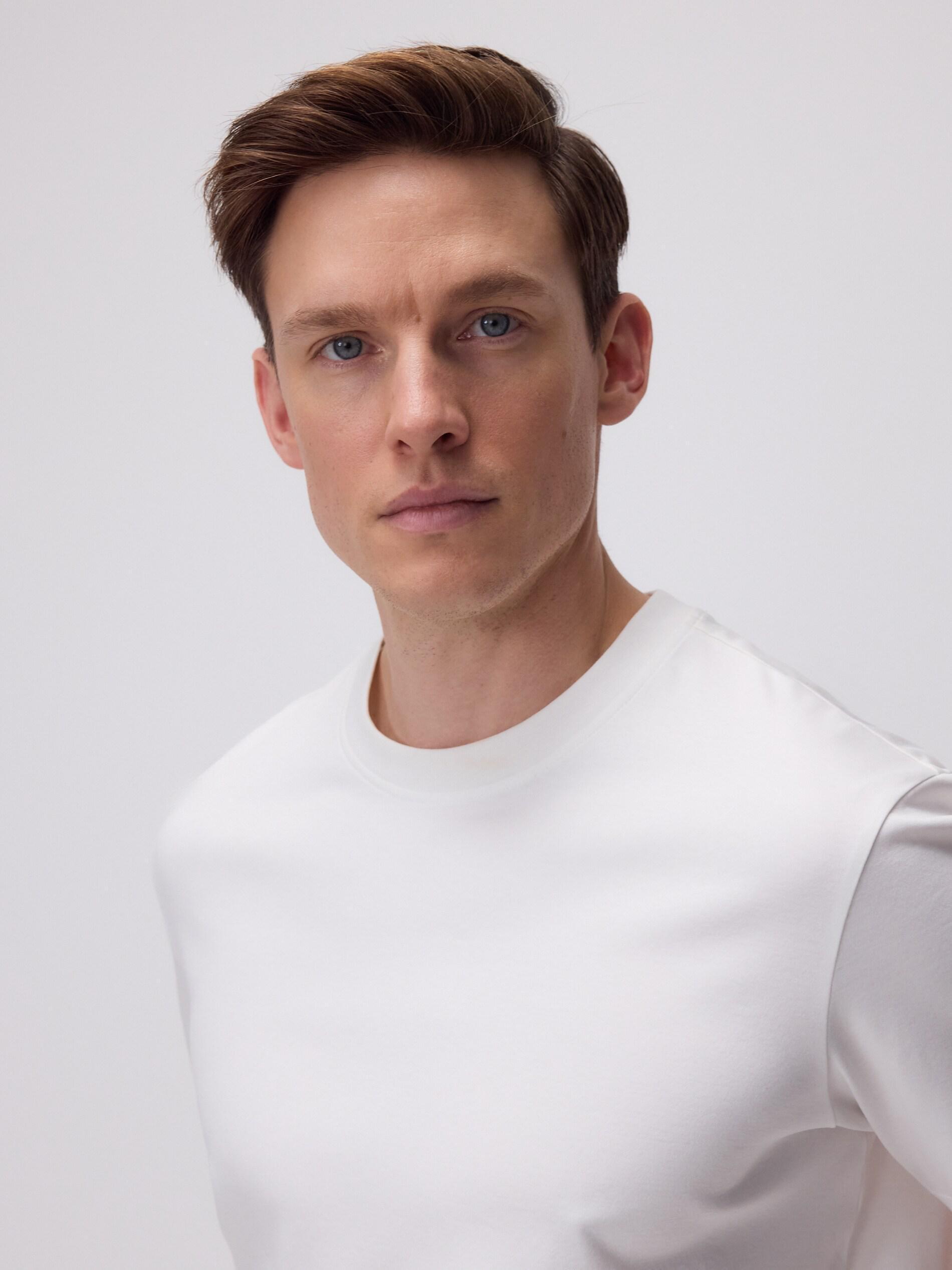 Cream Regular Fit T-Shirt Made Of Mercerized Cotton, Ivory, medium