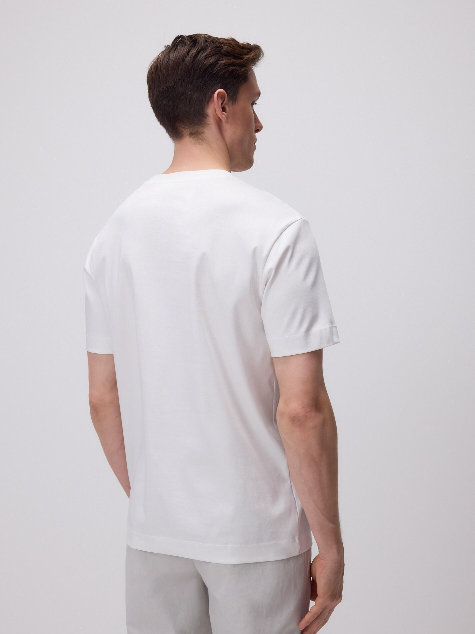 Cream Regular Fit T-Shirt Made Of Mercerized Cotton, Ivory, medium