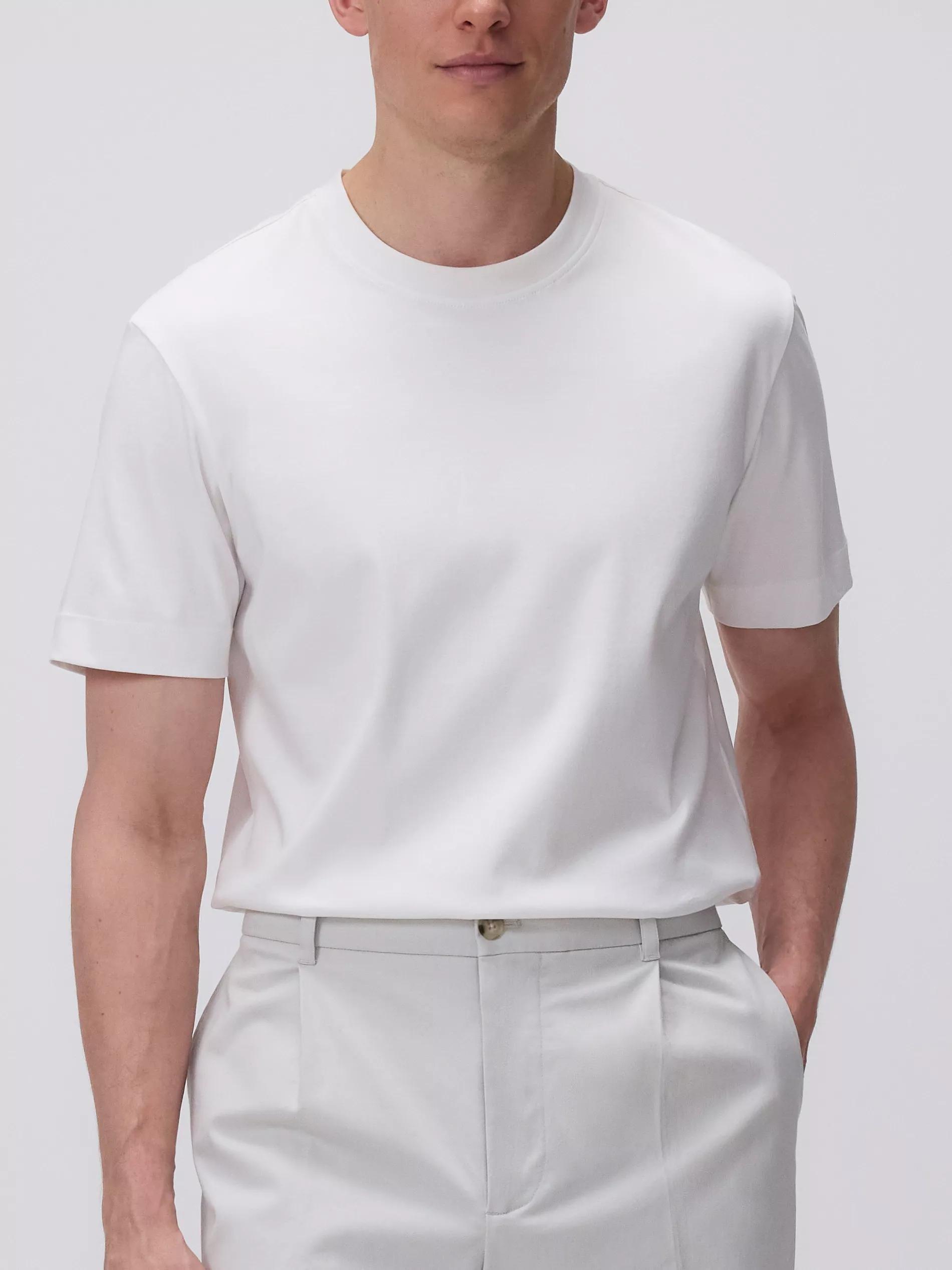Cream Regular Fit T-Shirt Made Of Mercerized Cotton, , large image number 3