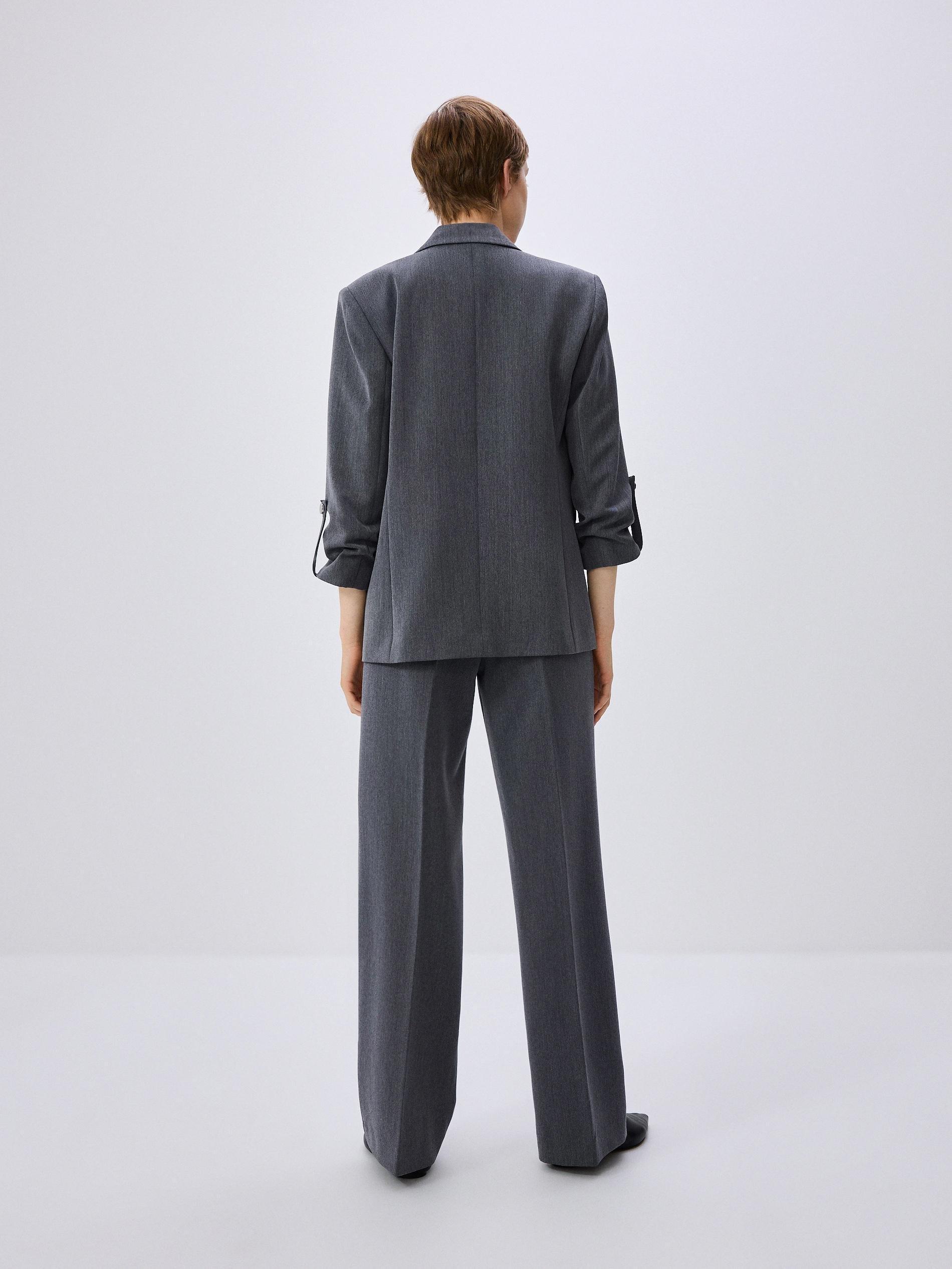 Grey Pleated Wide Leg Trousers, , large image number 7