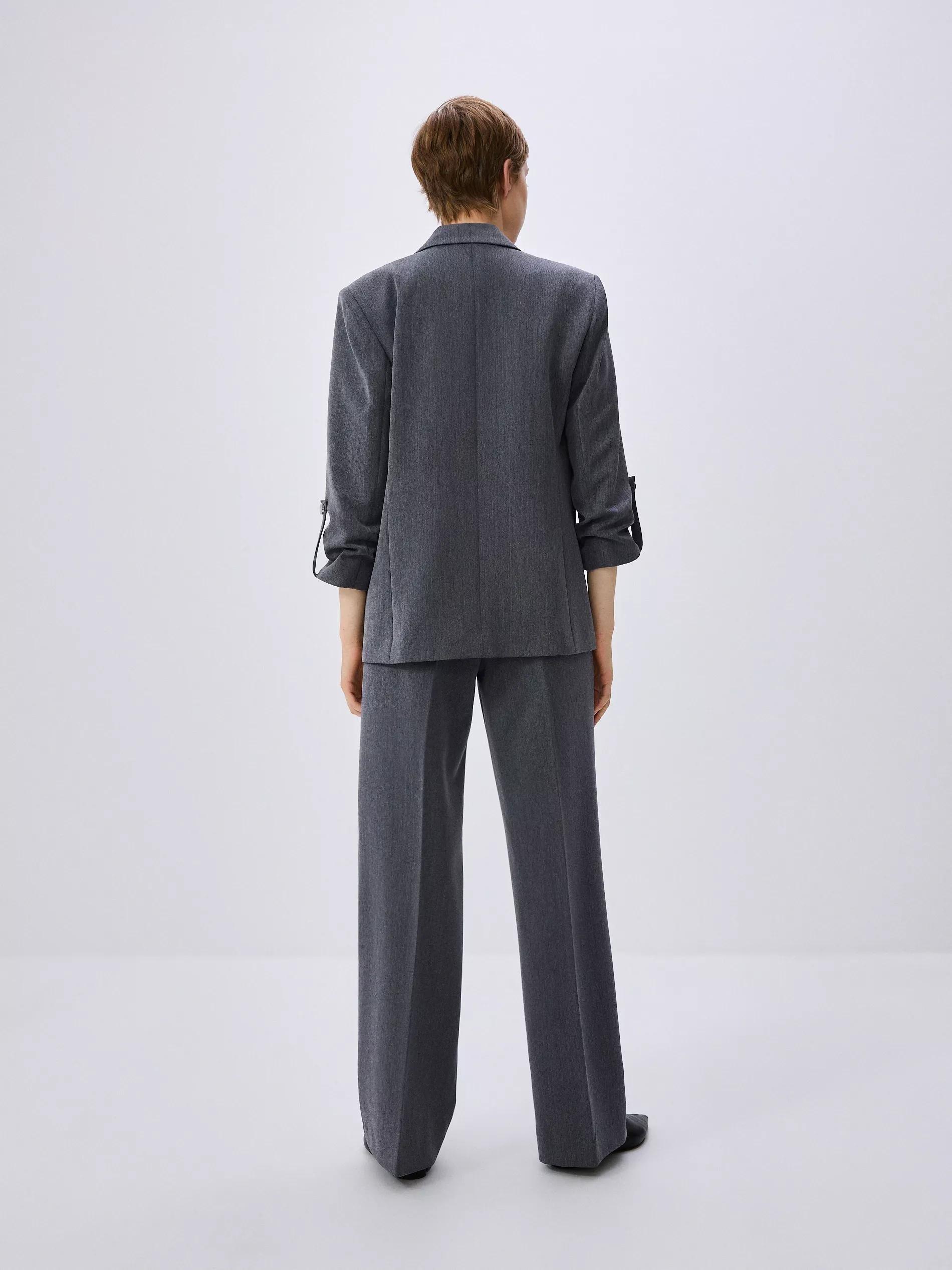 Grey Pleated Wide Leg Trousers, , large image number 8