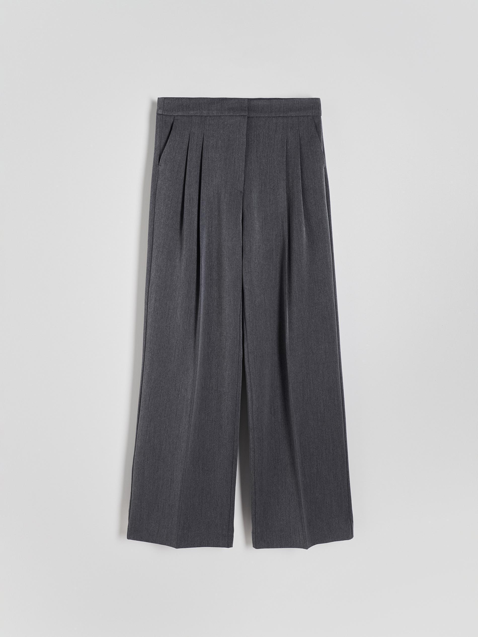 Grey Pleated Wide Leg Trousers, , large image number 9