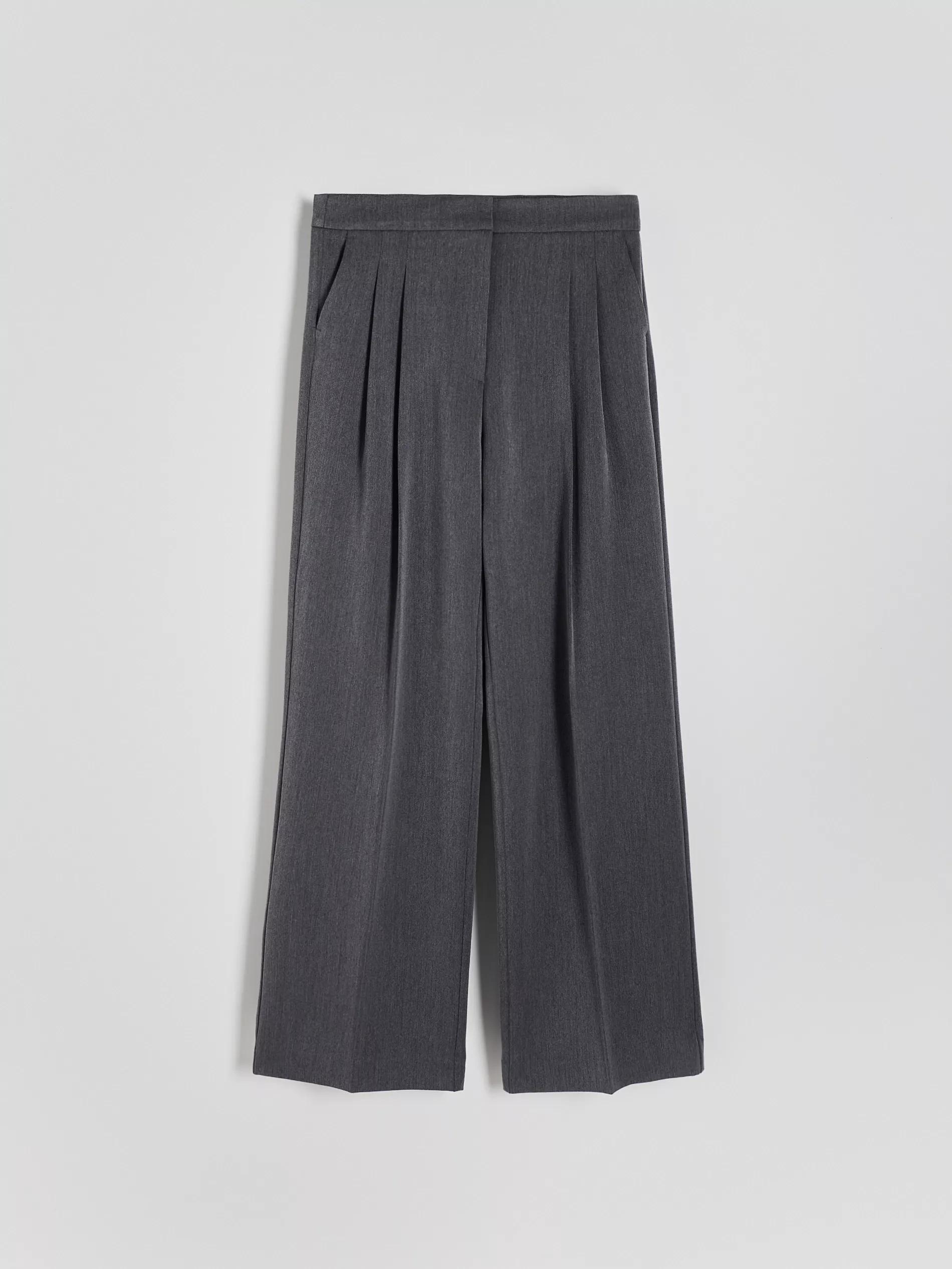Grey Pleated Wide Leg Trousers, , large image number 10