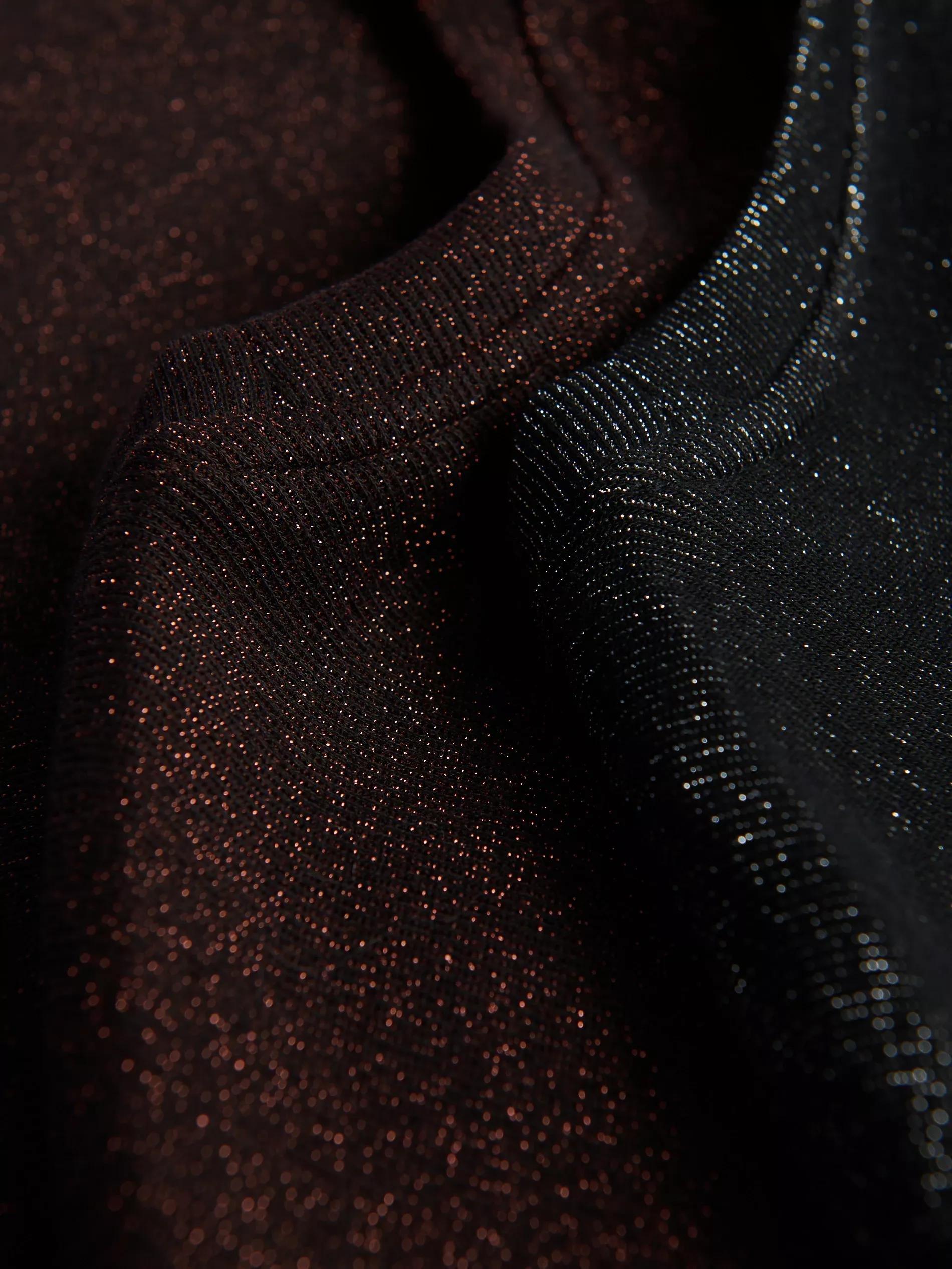 Brown T-Shirt With Metallised Yarn Blend, Brown, large image number 5