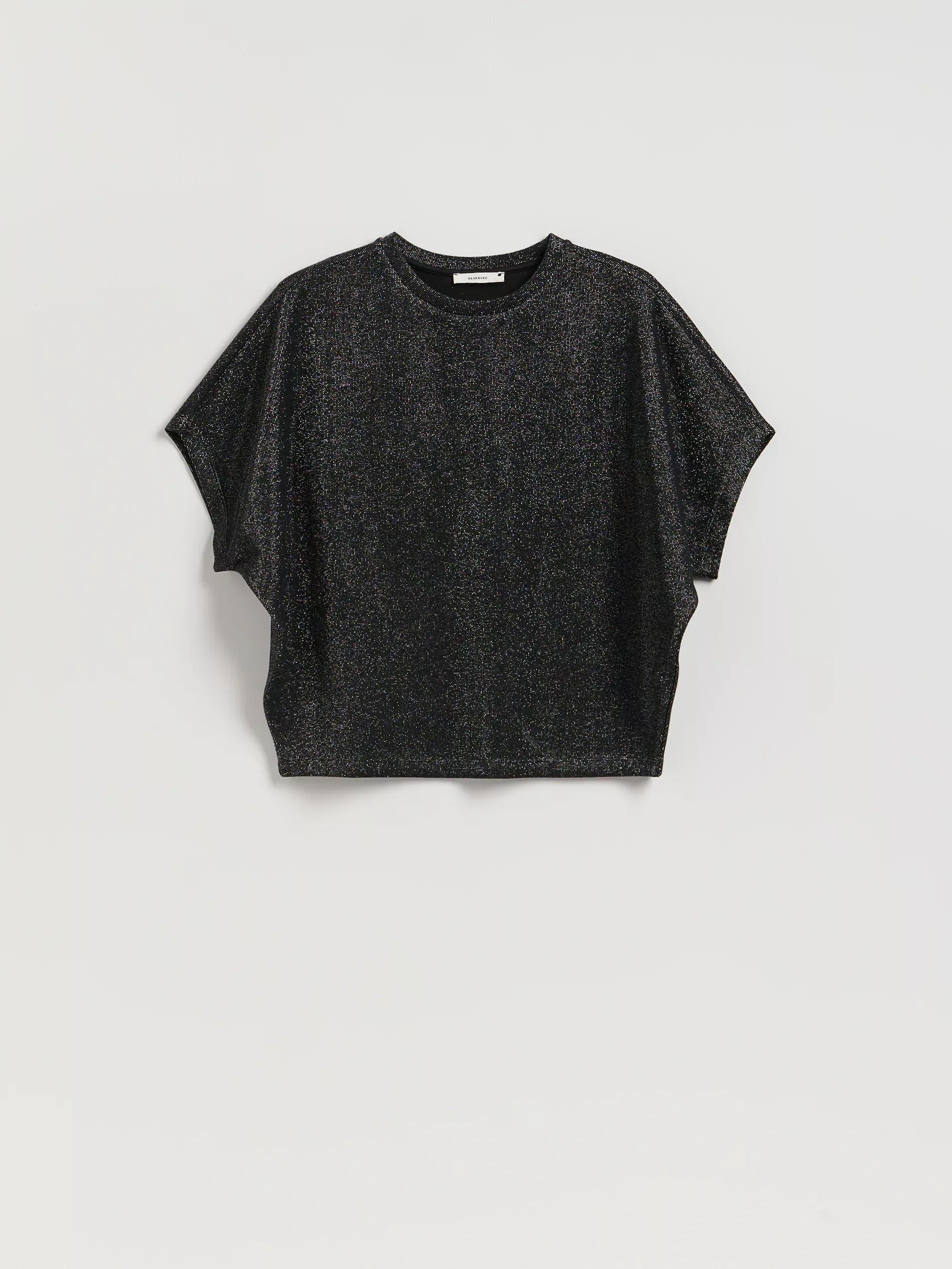 Black T-Shirt With Metallised Yarn Blend, Black, large image number 3