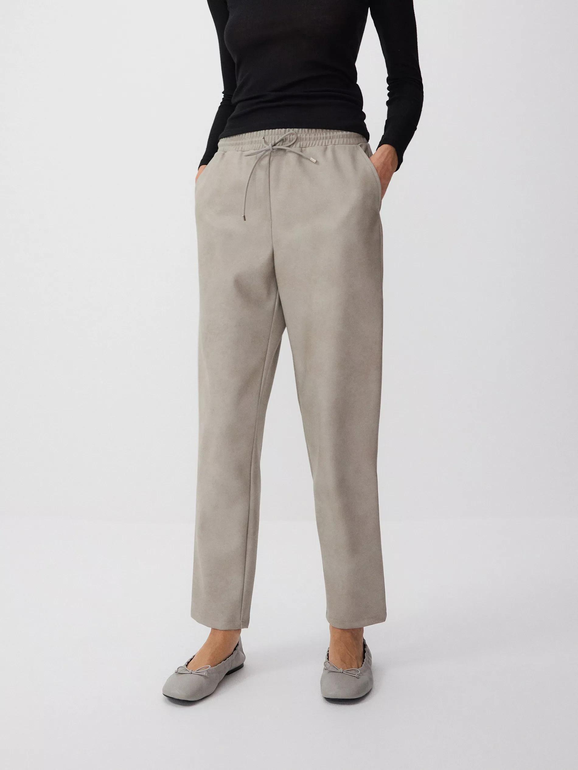 Grey Faux Leather Jogger Trousers, , large image number 0