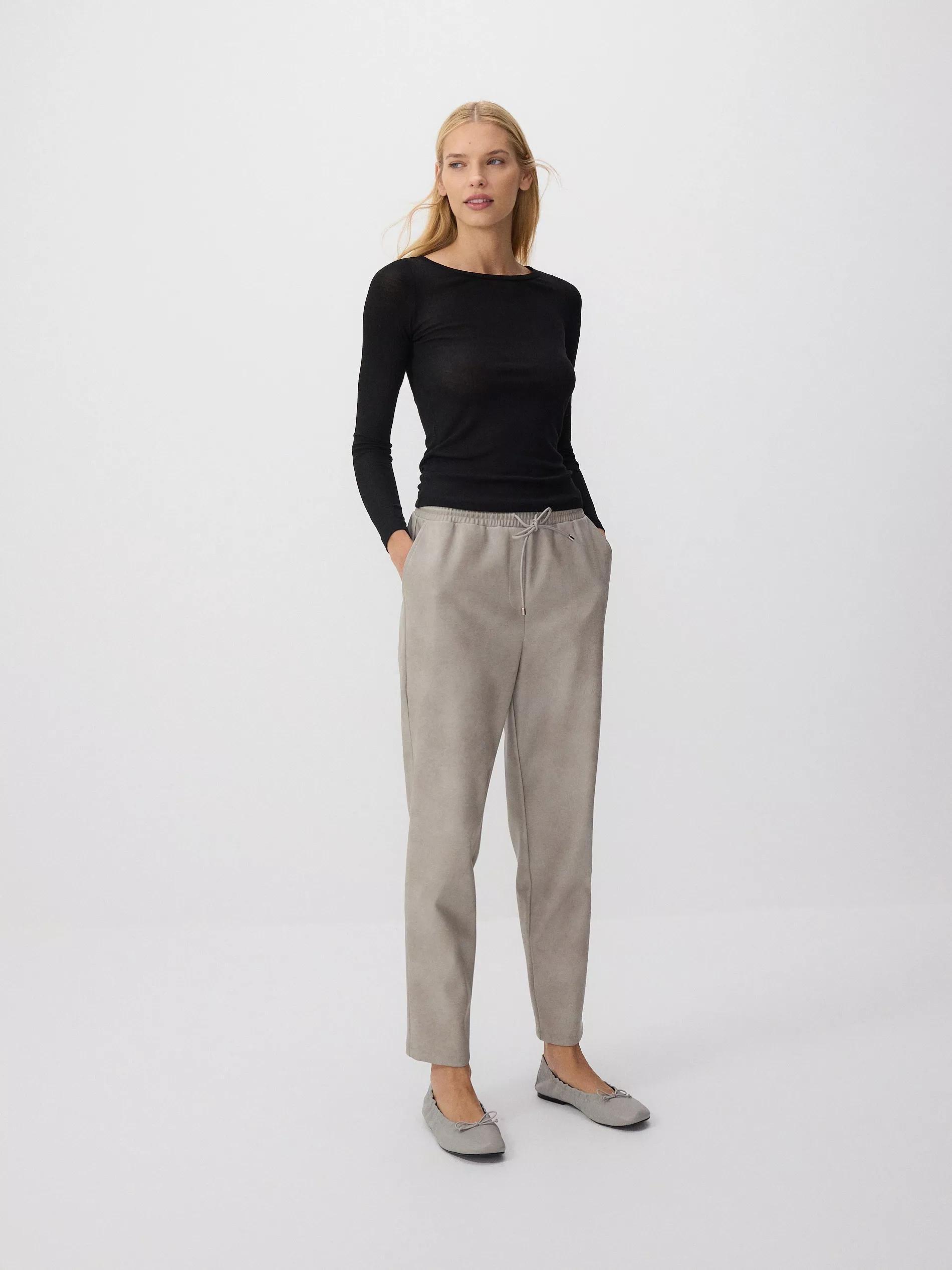 Grey Faux Leather Jogger Trousers, , large image number 1