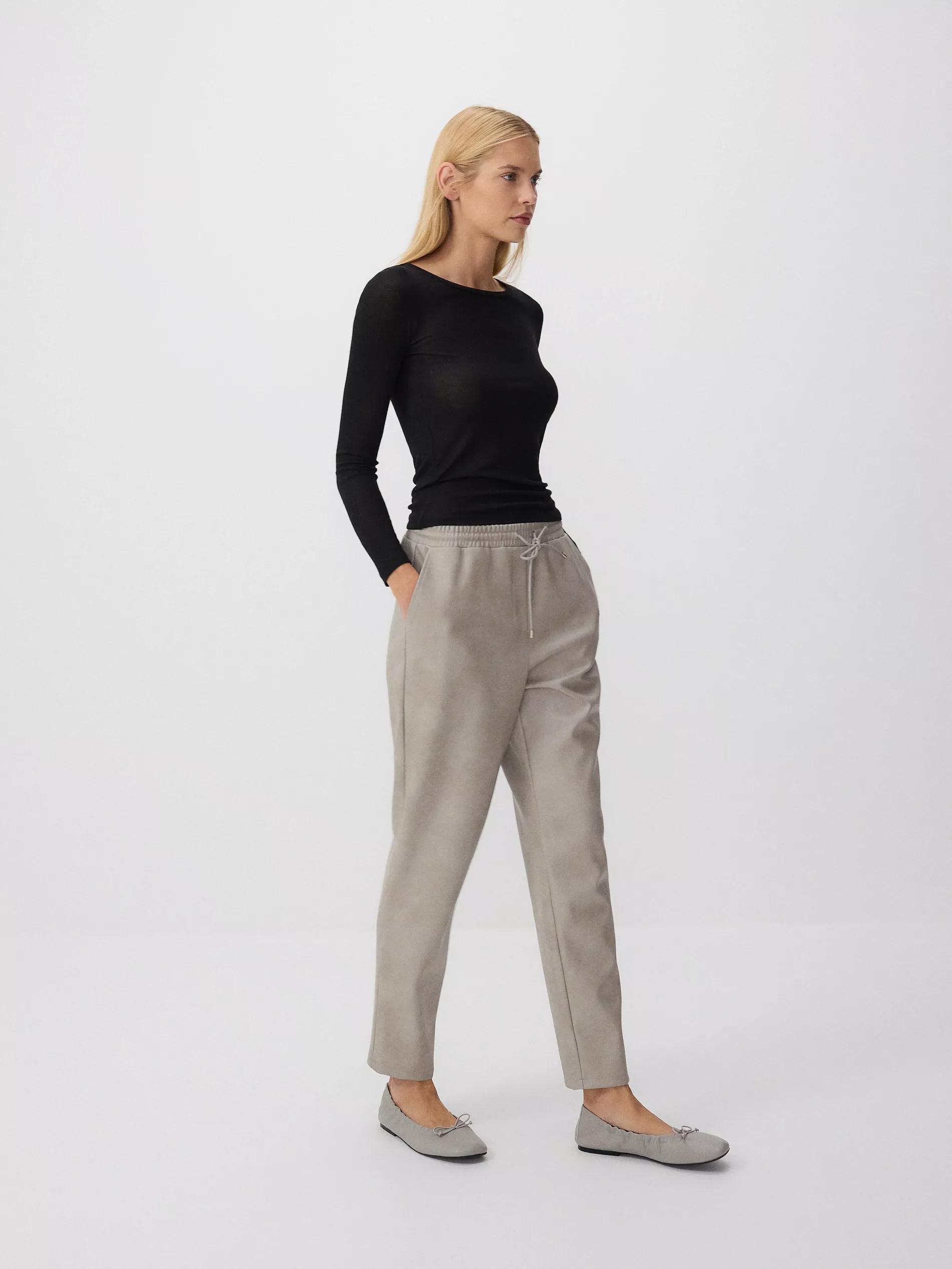 Grey Faux Leather Jogger Trousers, , large image number 2
