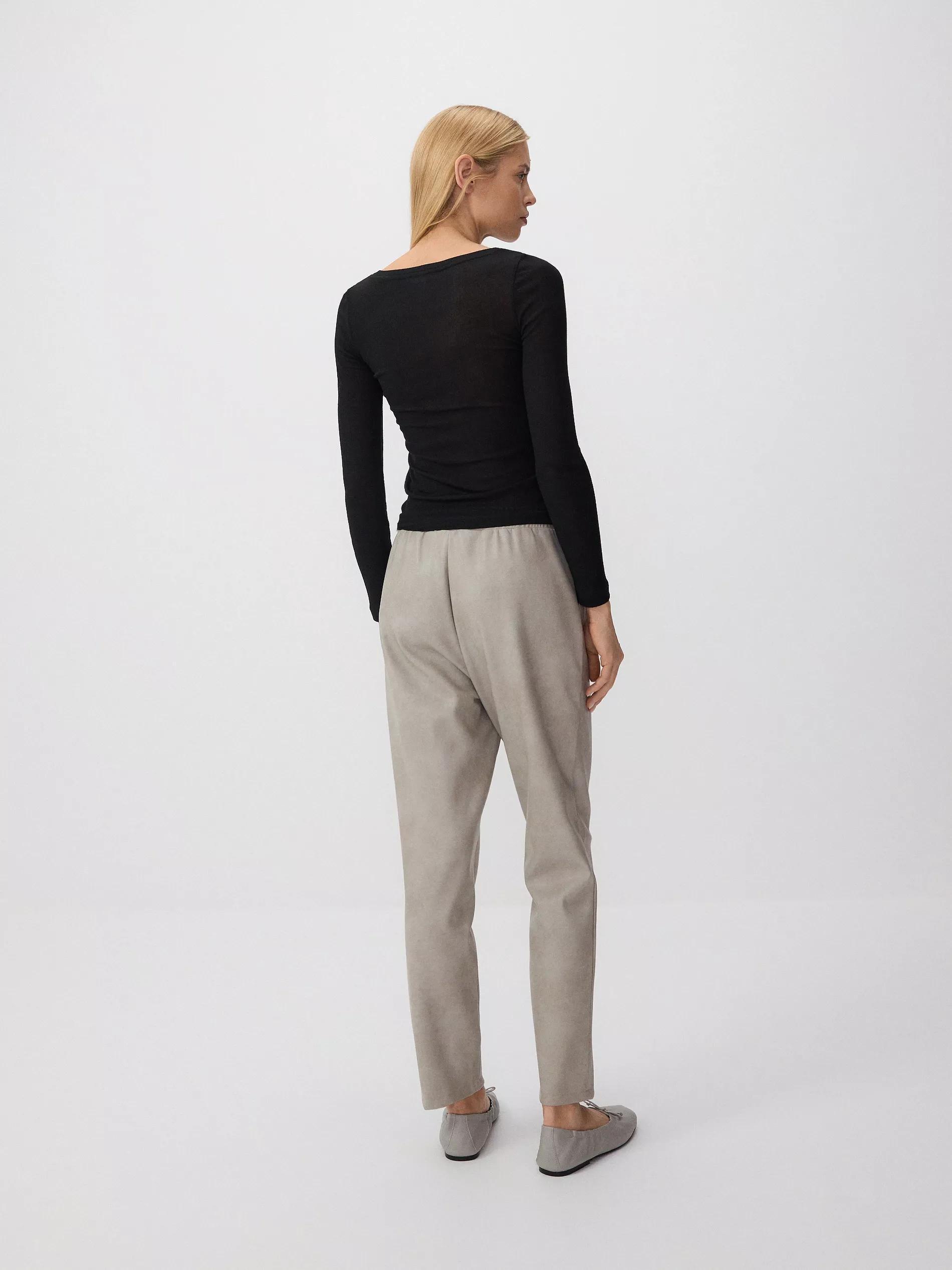 Grey Faux Leather Jogger Trousers, , large image number 4