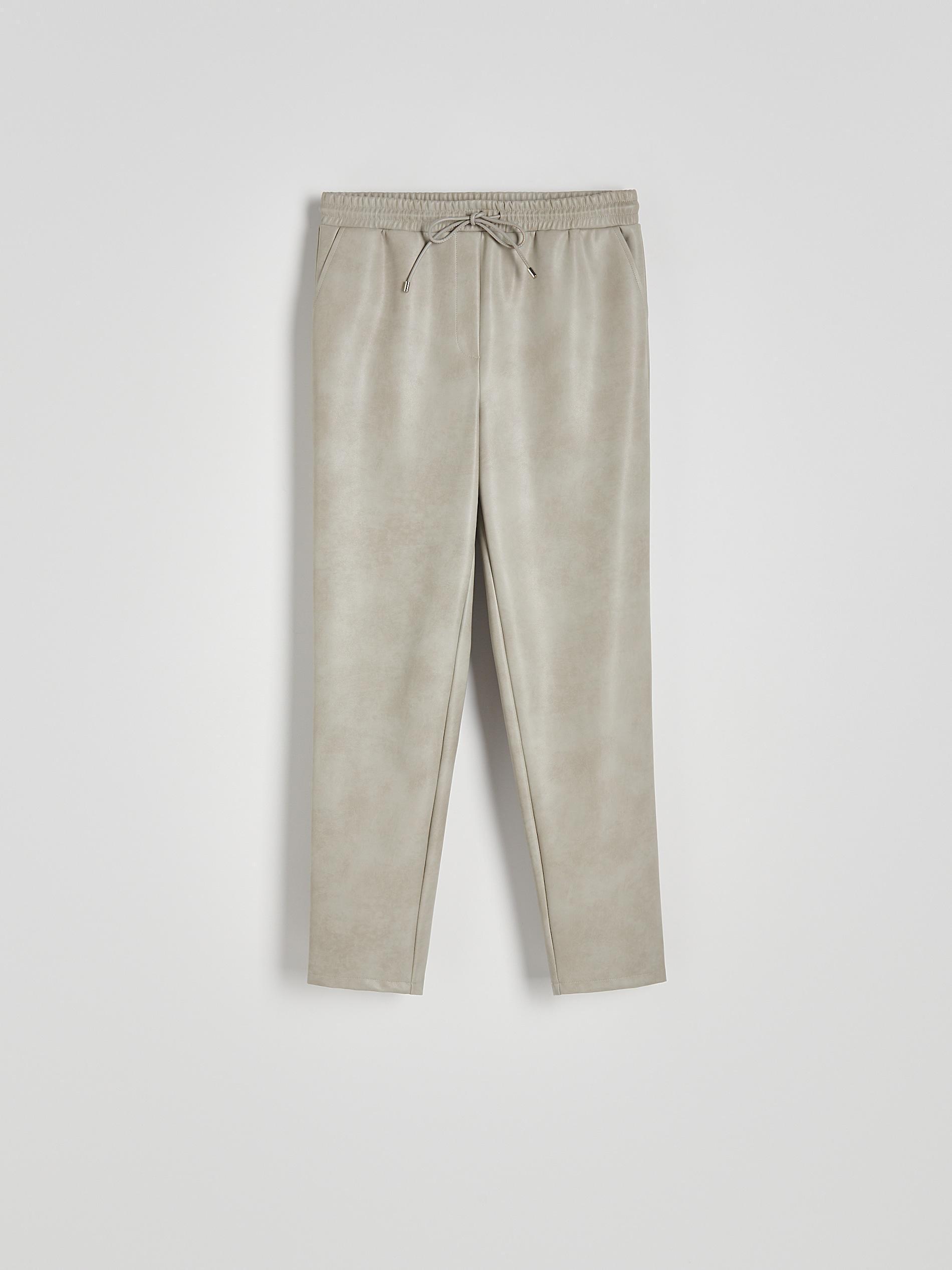Grey Faux Leather Jogger Trousers, , large image number 5