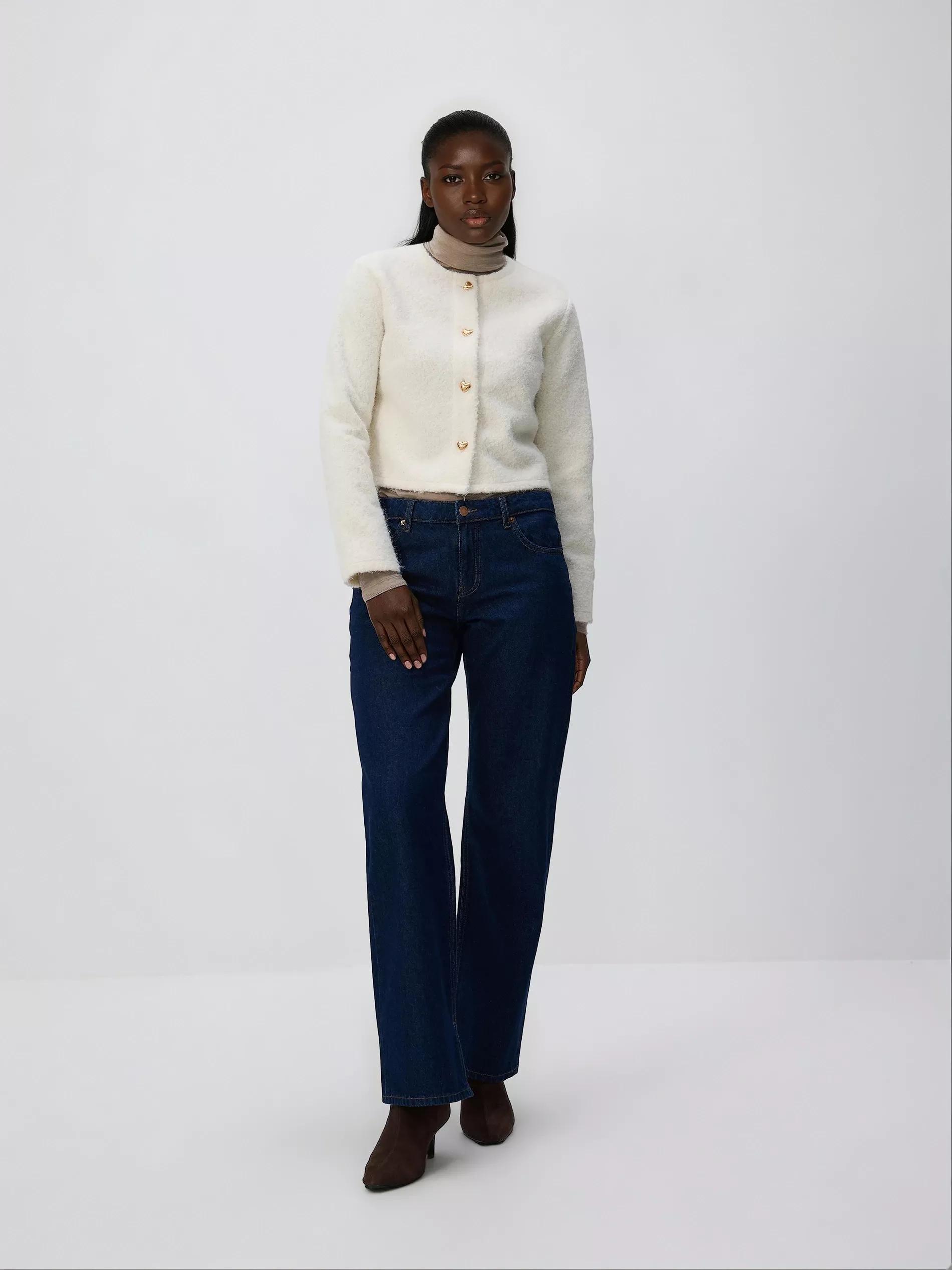 Cream Blazer With Decorative Buttons, Ivory, medium