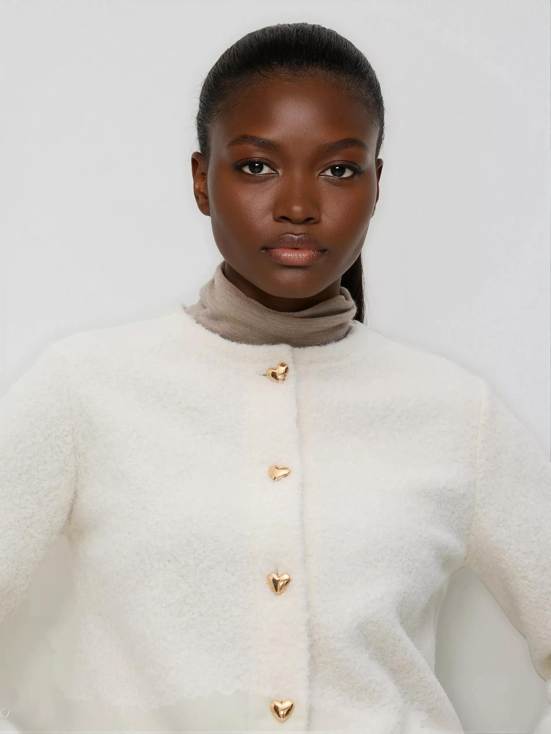 Cream Blazer With Decorative Buttons, Ivory, large image number 1