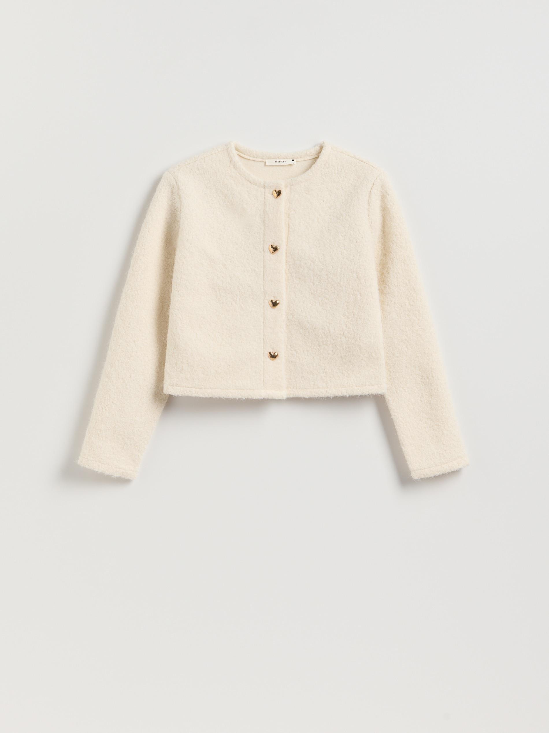 Cream Blazer With Decorative Buttons, Ivory, large image number 4