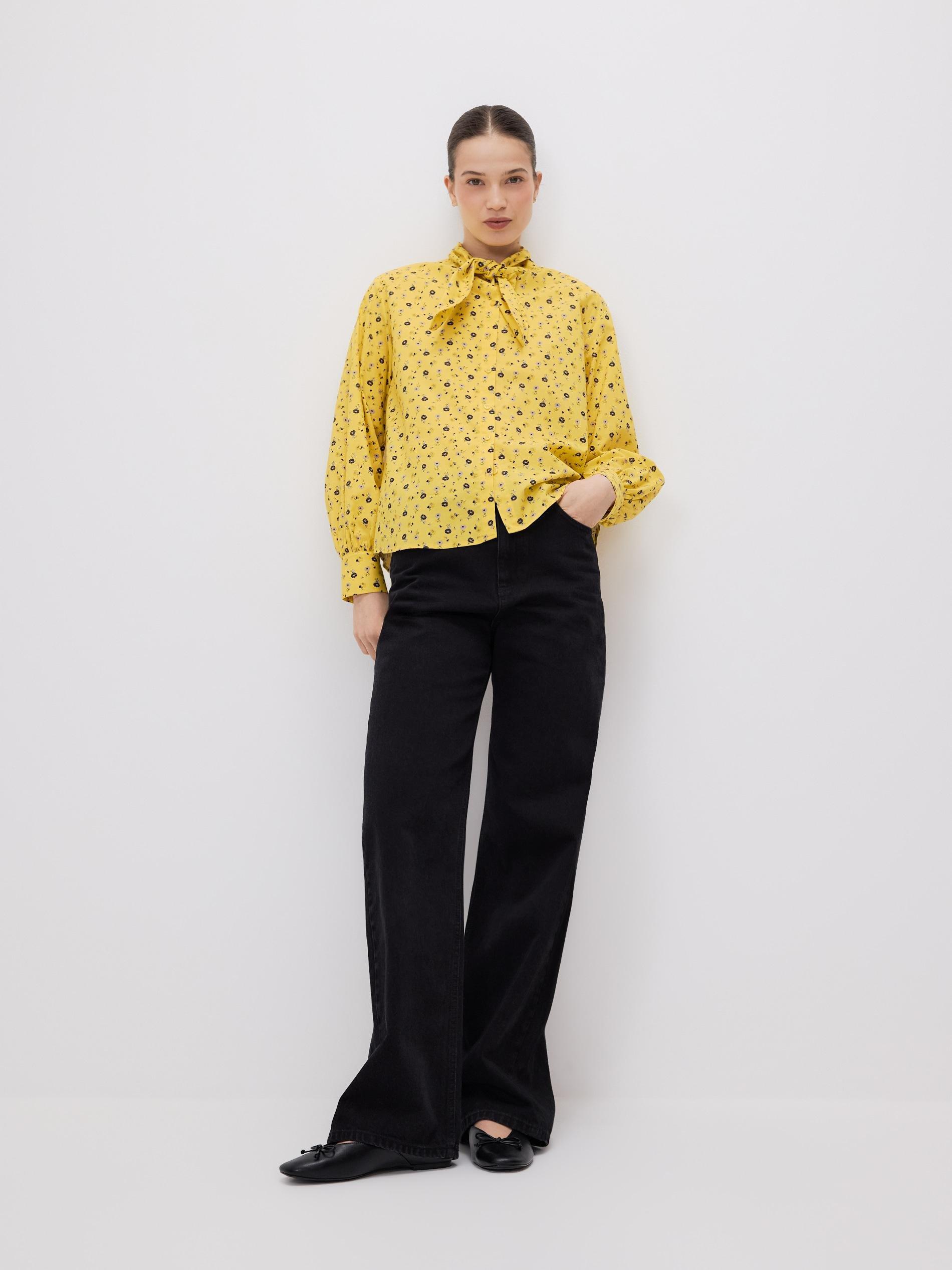 Yellow Floral Shirt, Yellow, large image number 0