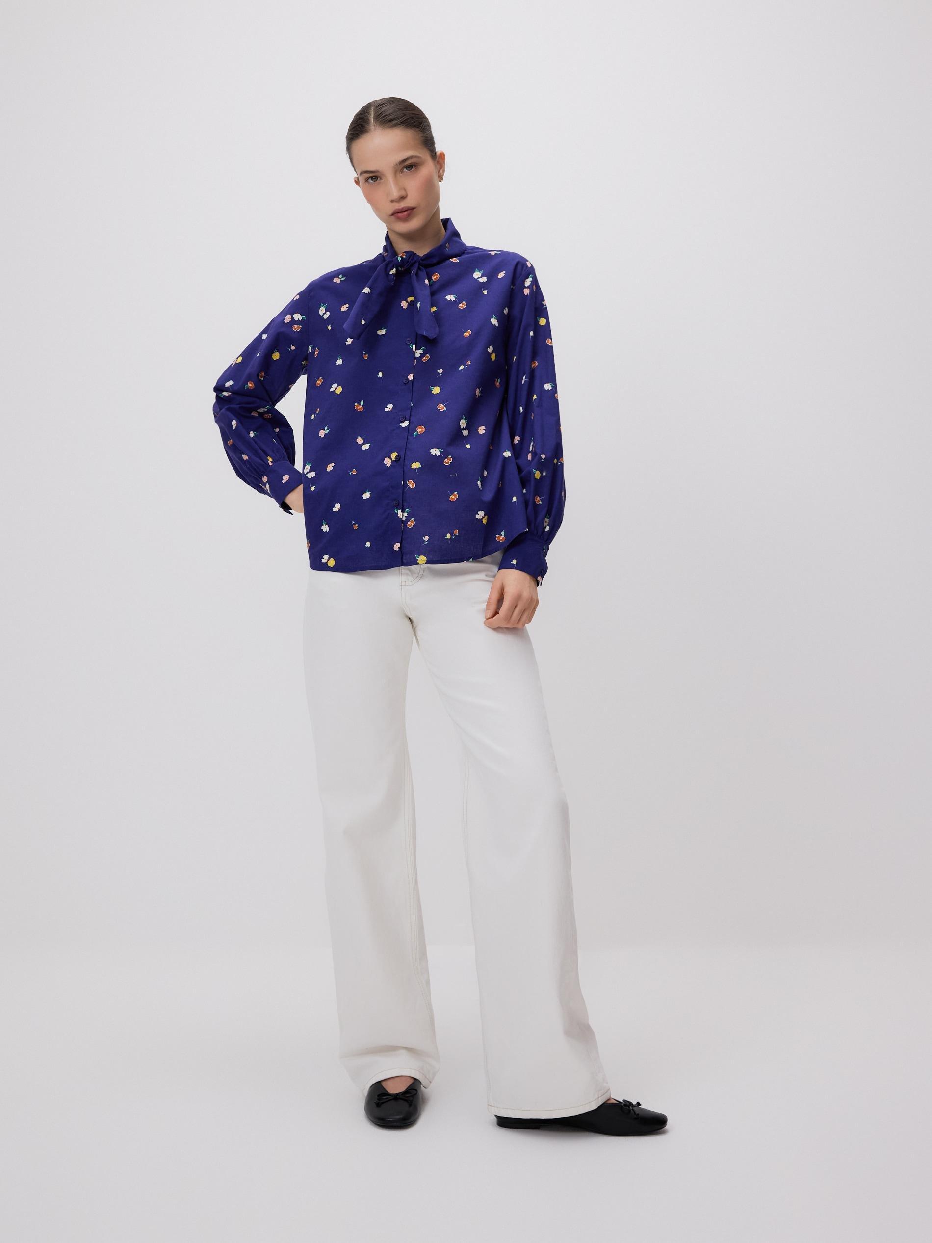 قميص زهور أزرق, Blue, medium
