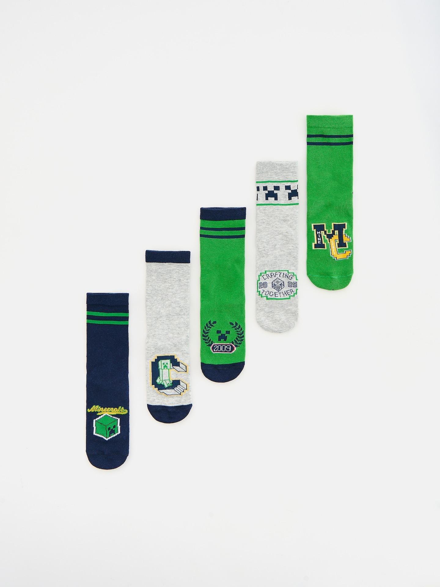 Navy Minecraft Socks 5 Pack, Navy, large image number 0