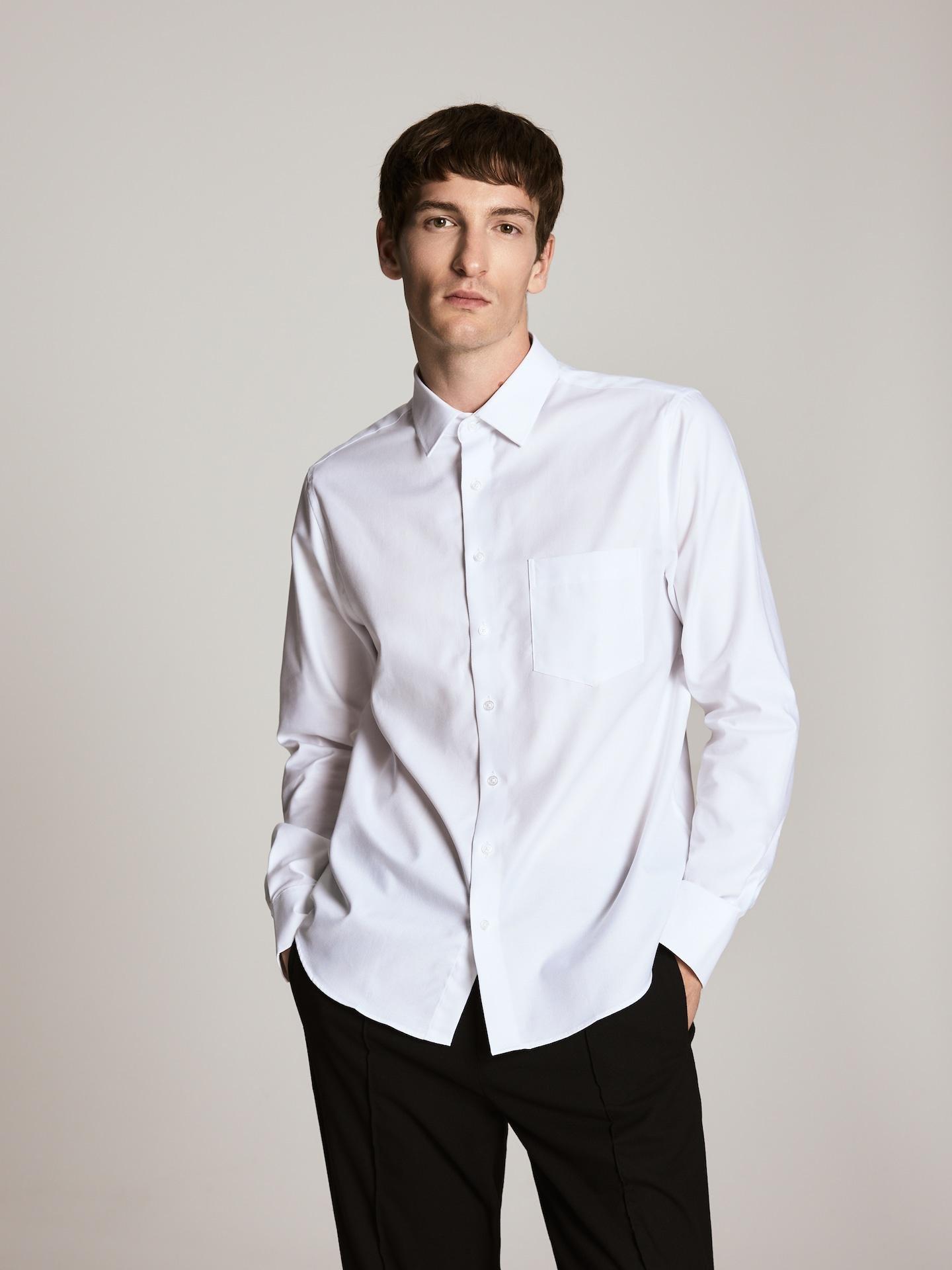 White Regular Fit Cotton Shirt, White, large image number 1
