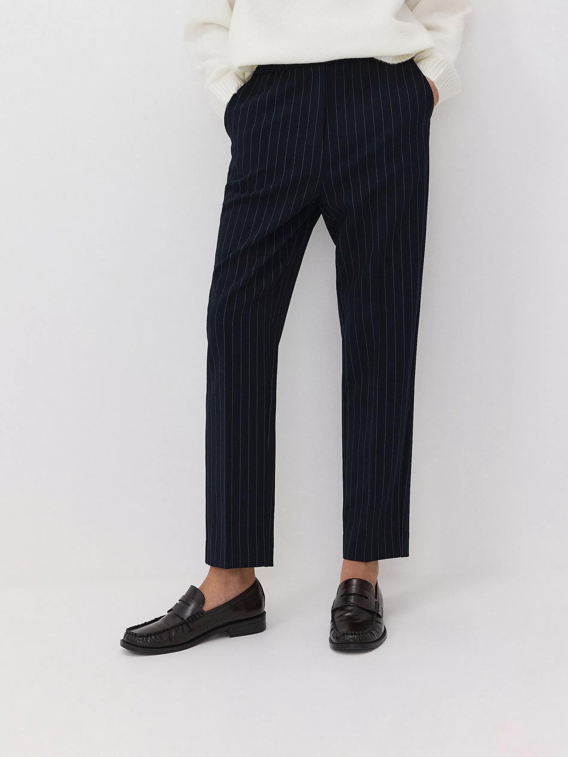 Navy Elastic Waist Trousers, , large image number 2