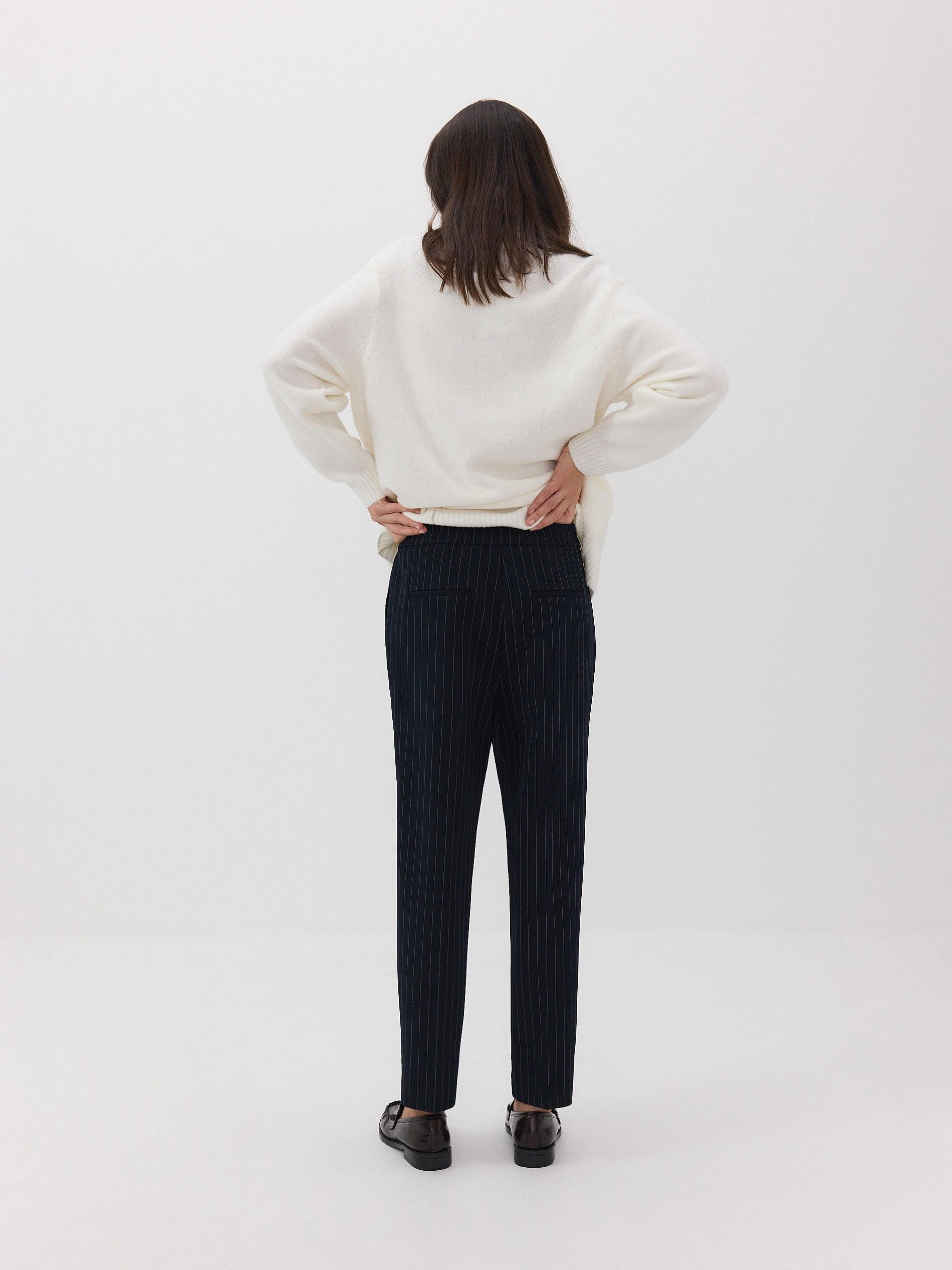 Navy Elastic Waist Trousers, , large image number 6