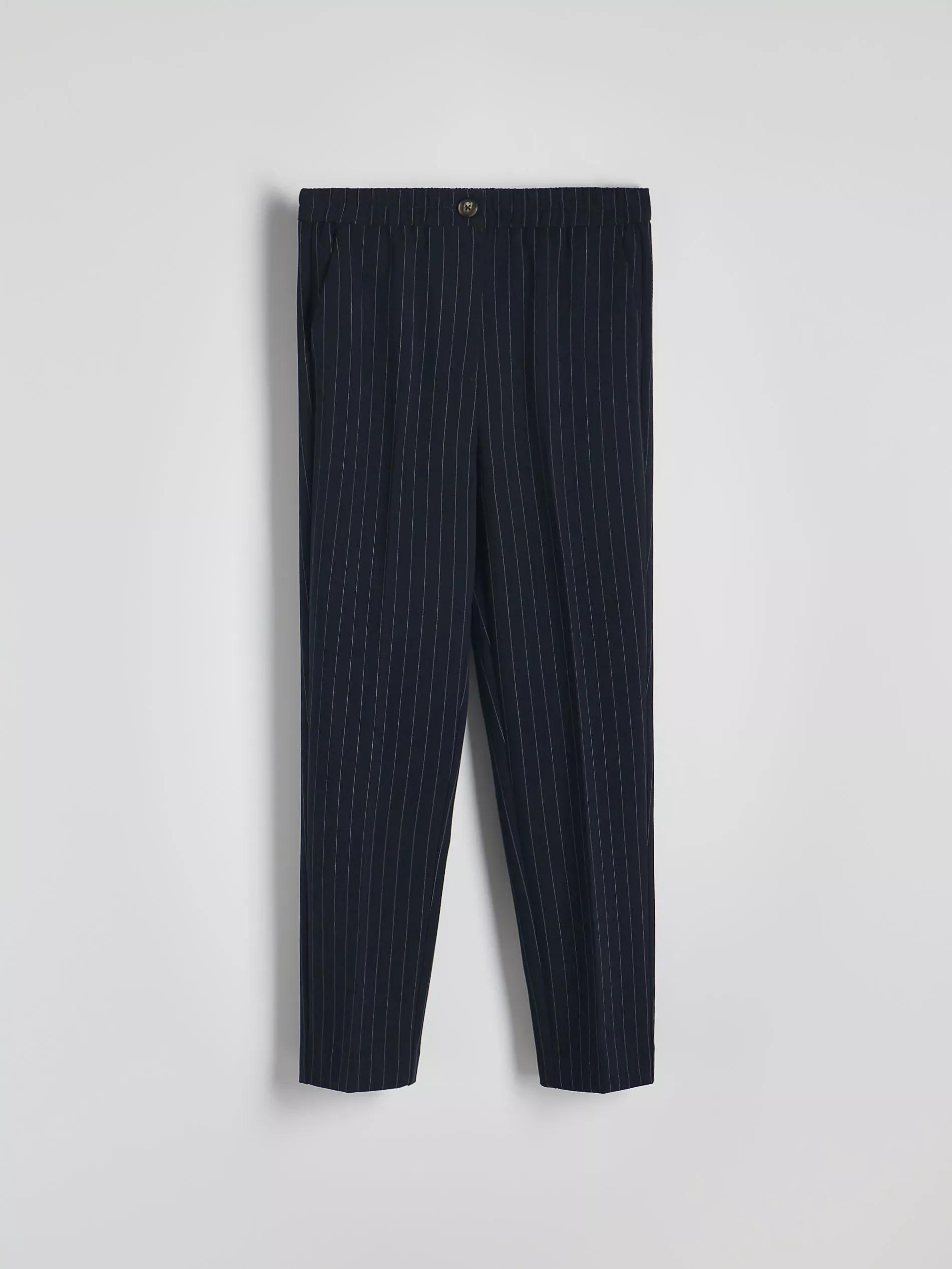Navy Elastic Waist Trousers, , large image number 8